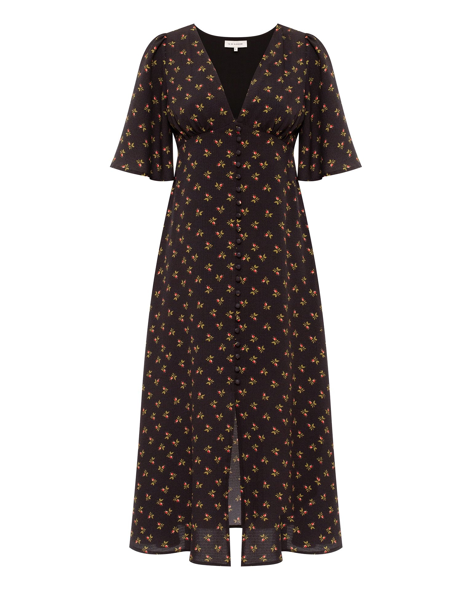 Dress with a floral pattern, Black — photo 7