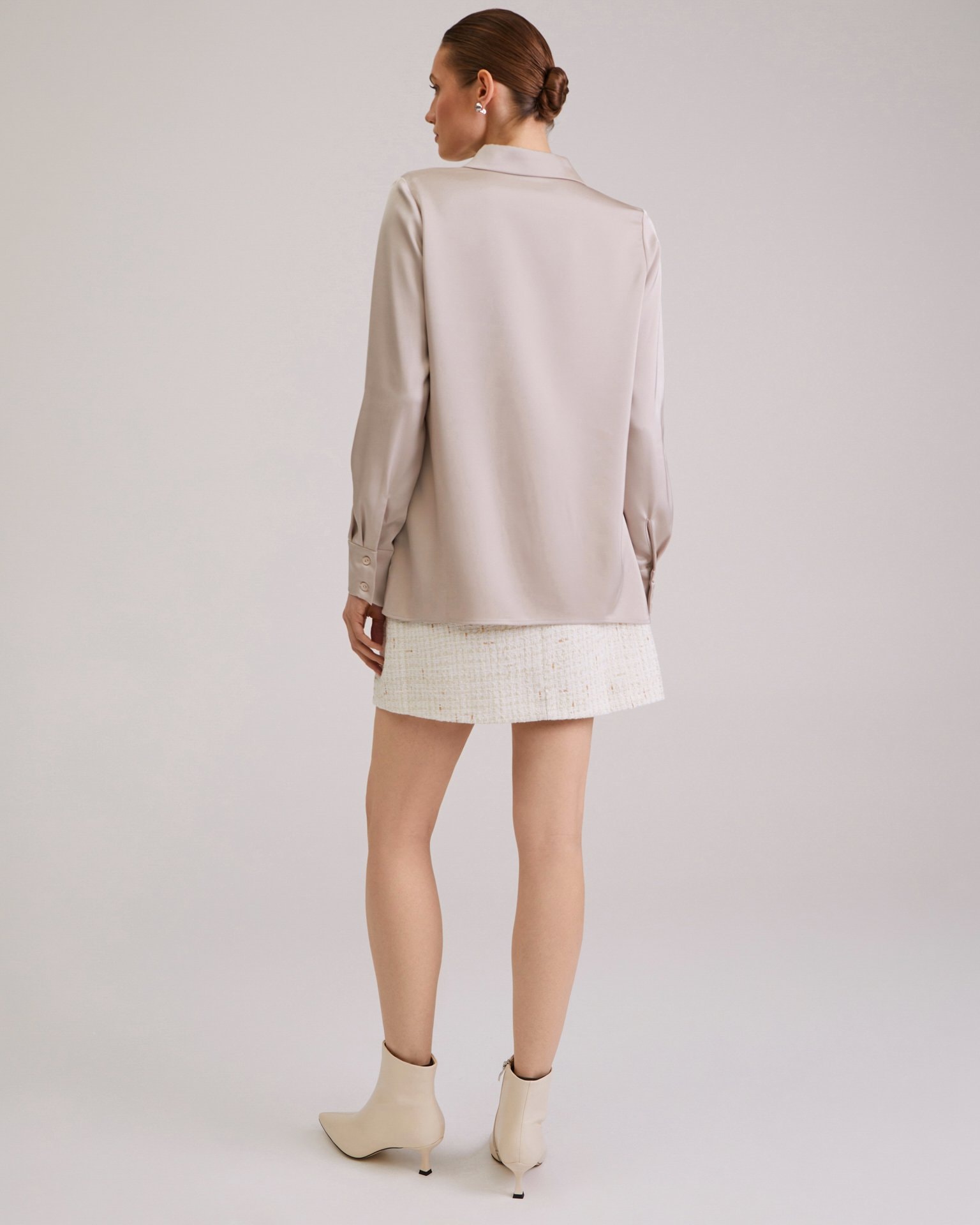 Satin shirt, Beige — photo 5