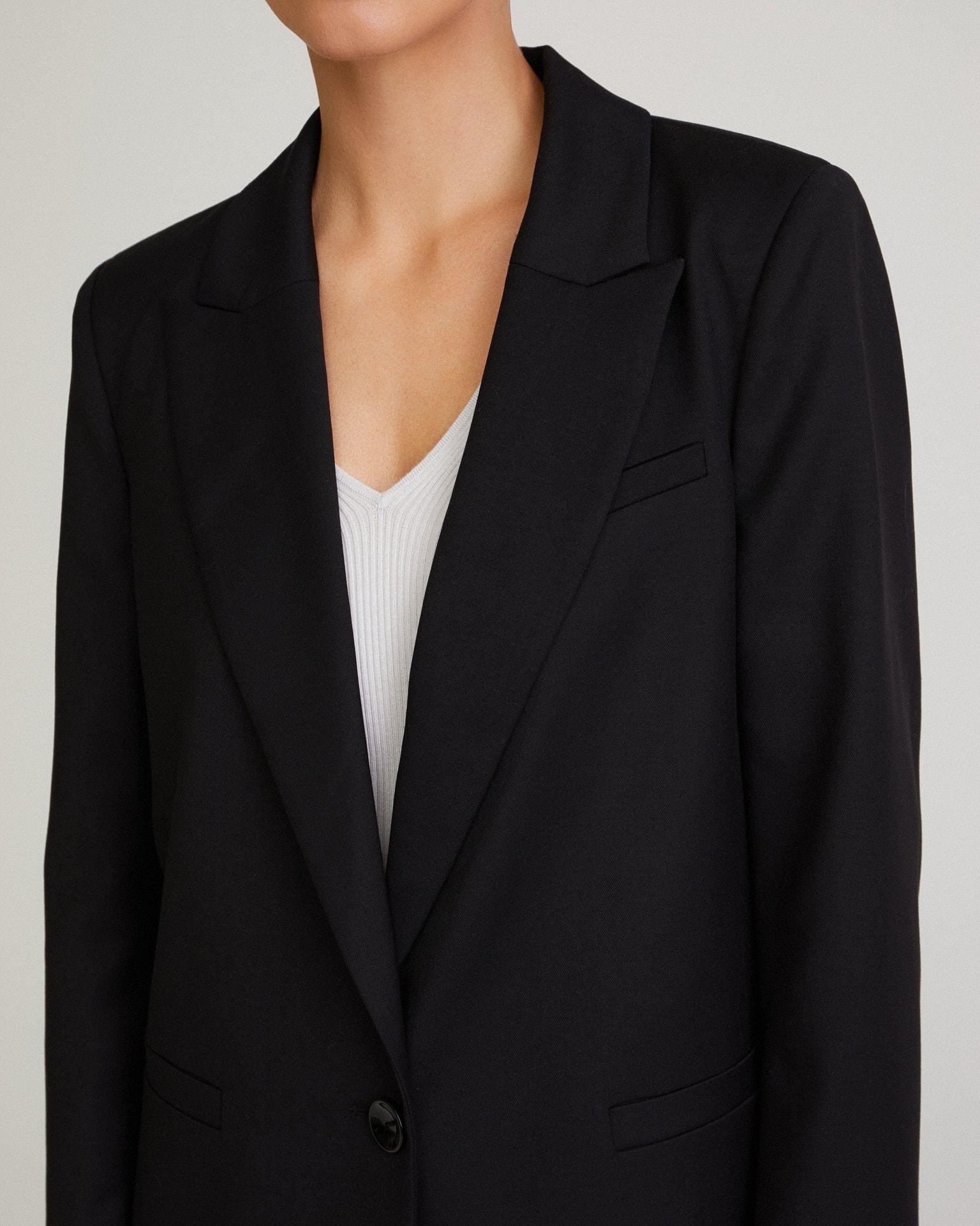 Straight-cut black jacket, Black — photo 6