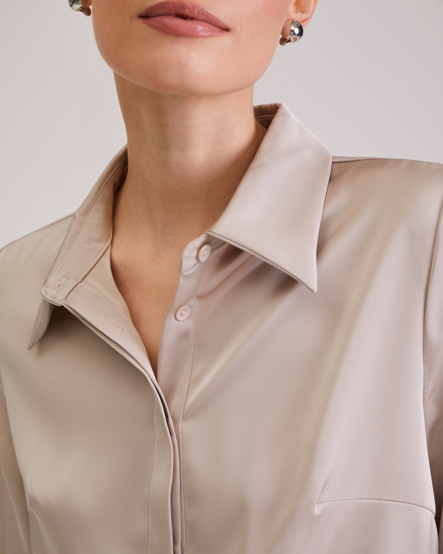 Satin shirt, Beige — photo 8