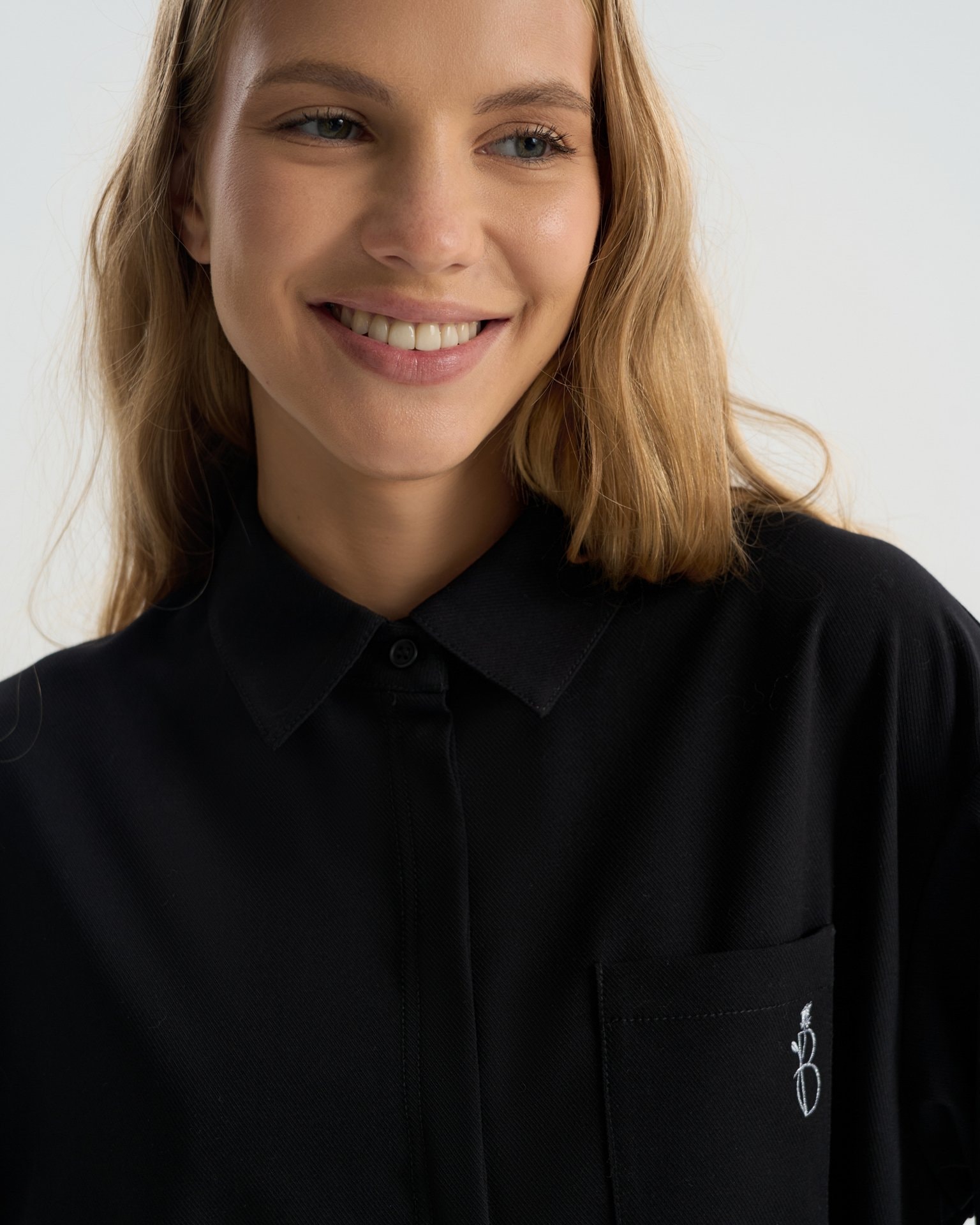 Tencel shirt, Black — photo 6