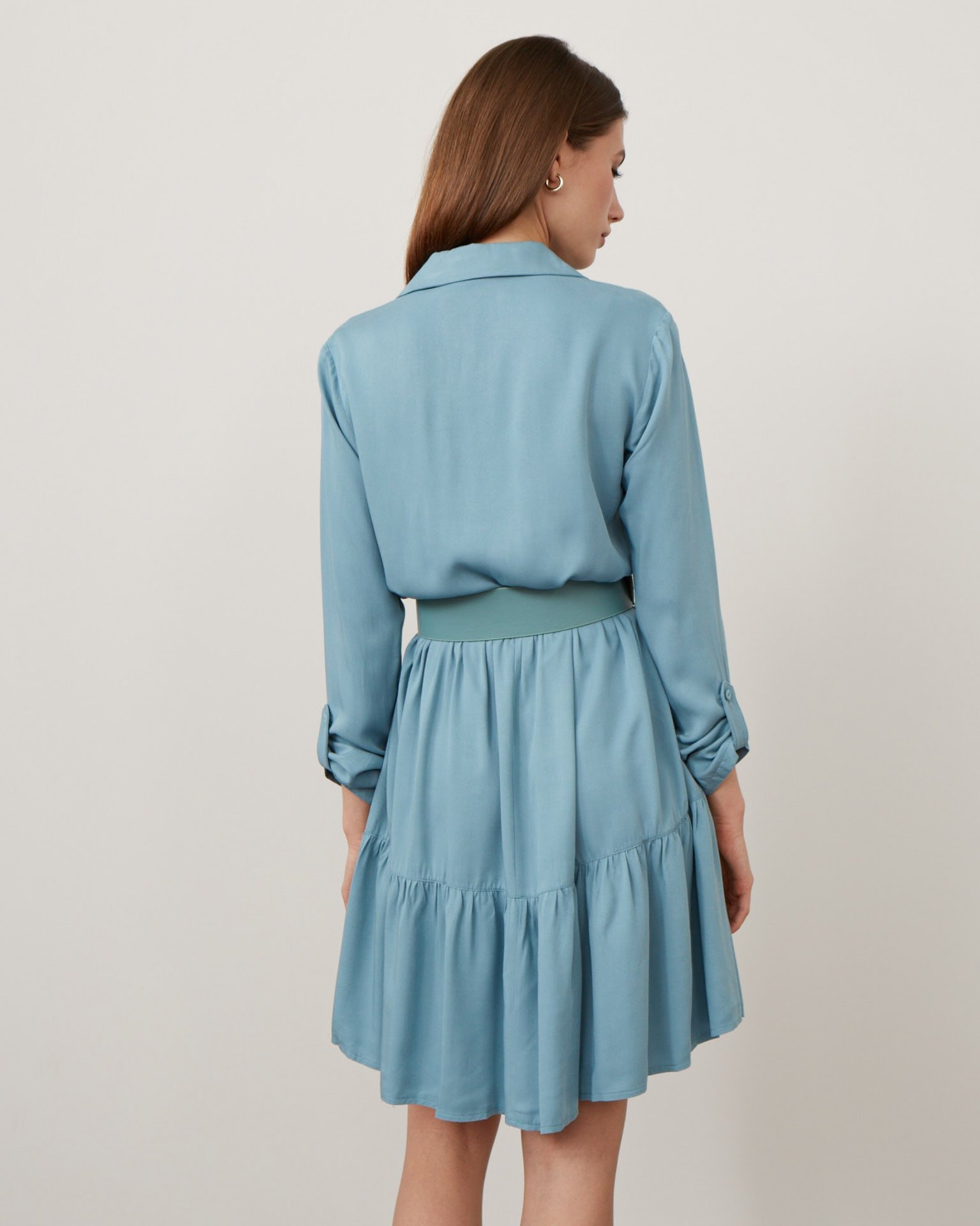 A shirt-style dress, Blue — photo 3