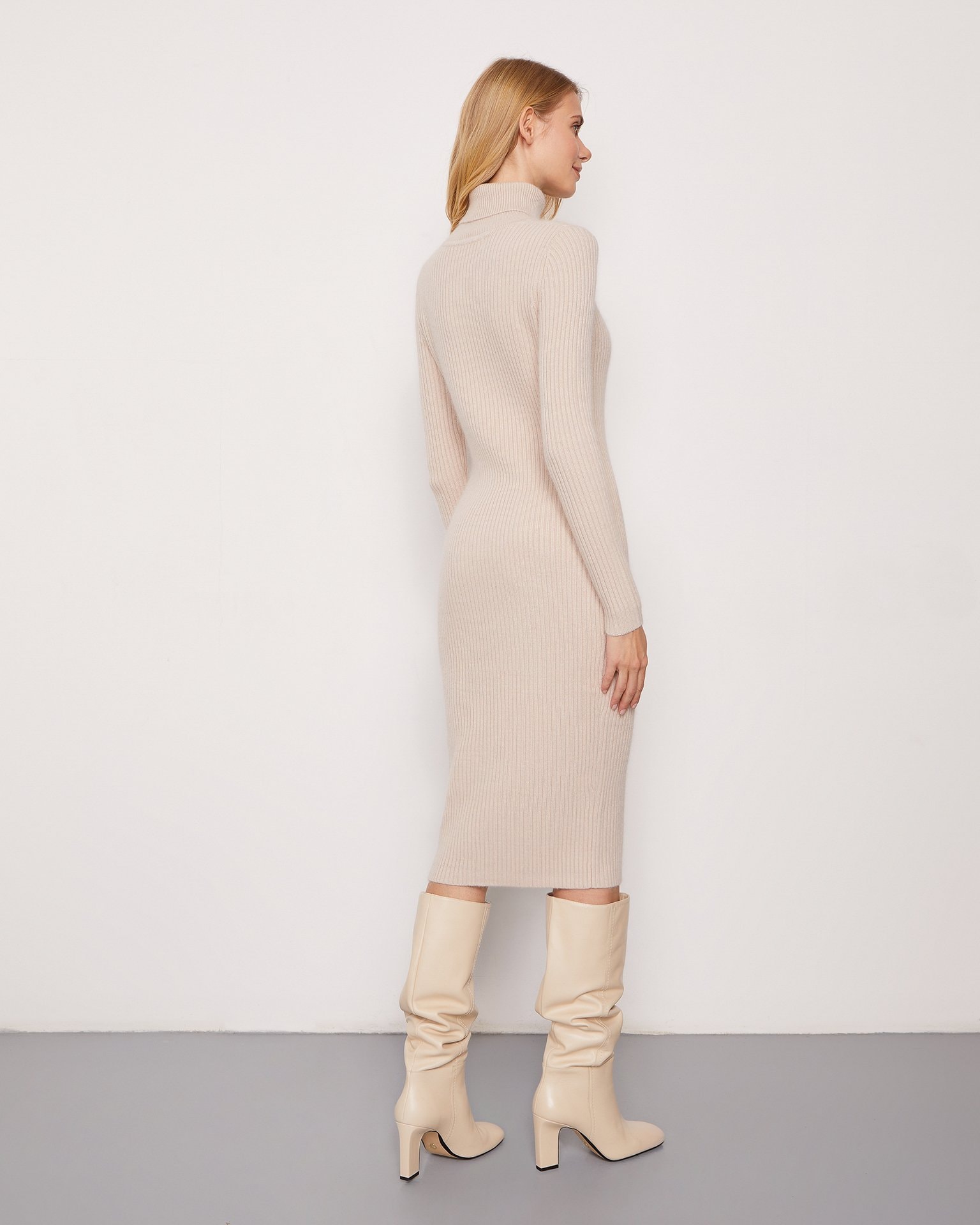 Bodycon Midi Dress, Beige — photo 3