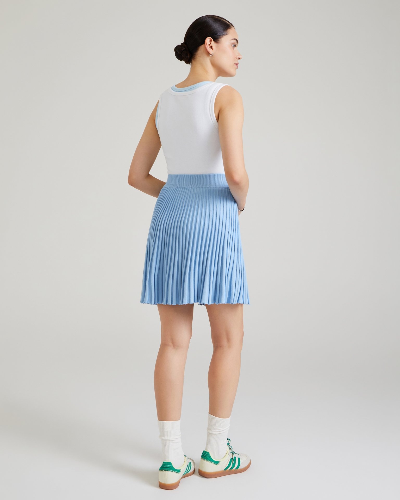 Pleated mini skirt in blue, Blue — photo 3
