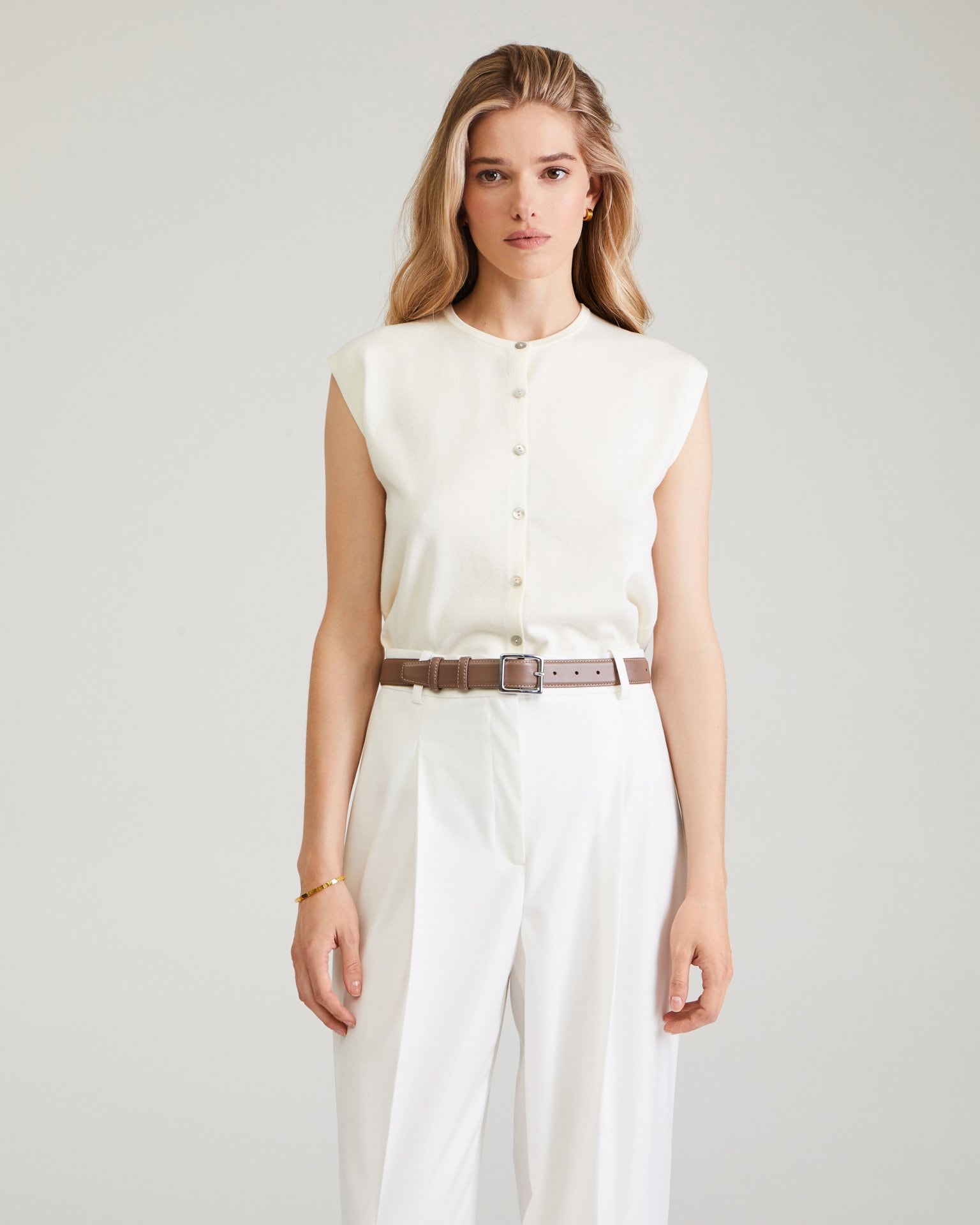 Leather belt, Brown-Beige — photo 2