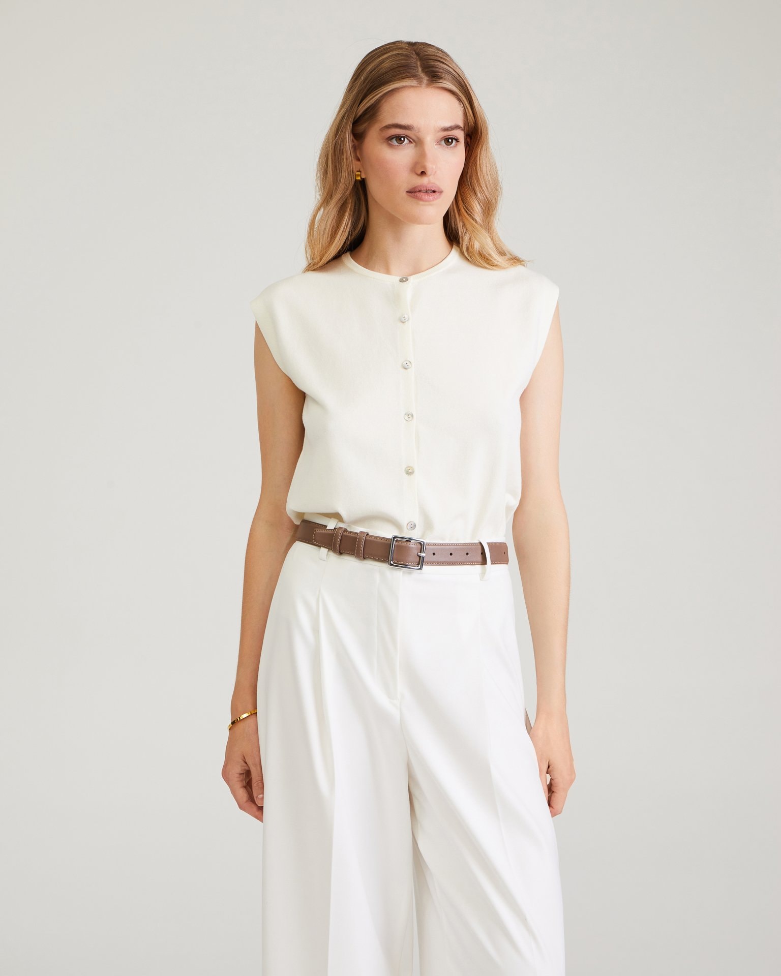 Leather belt, Brown-Beige — photo 3