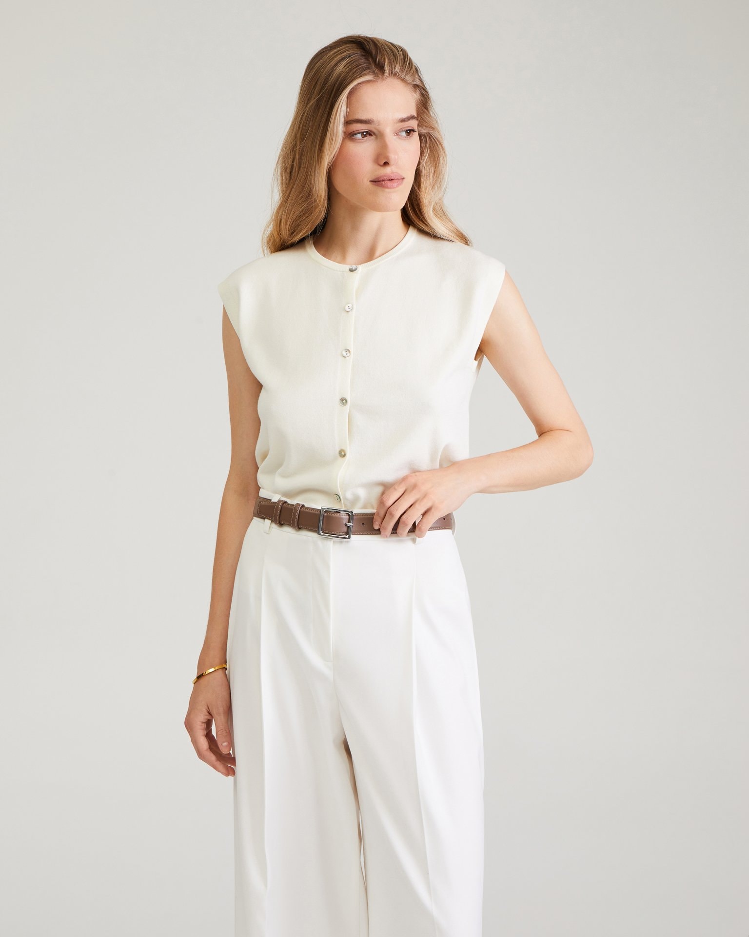 Leather belt, Brown-Beige — photo 4