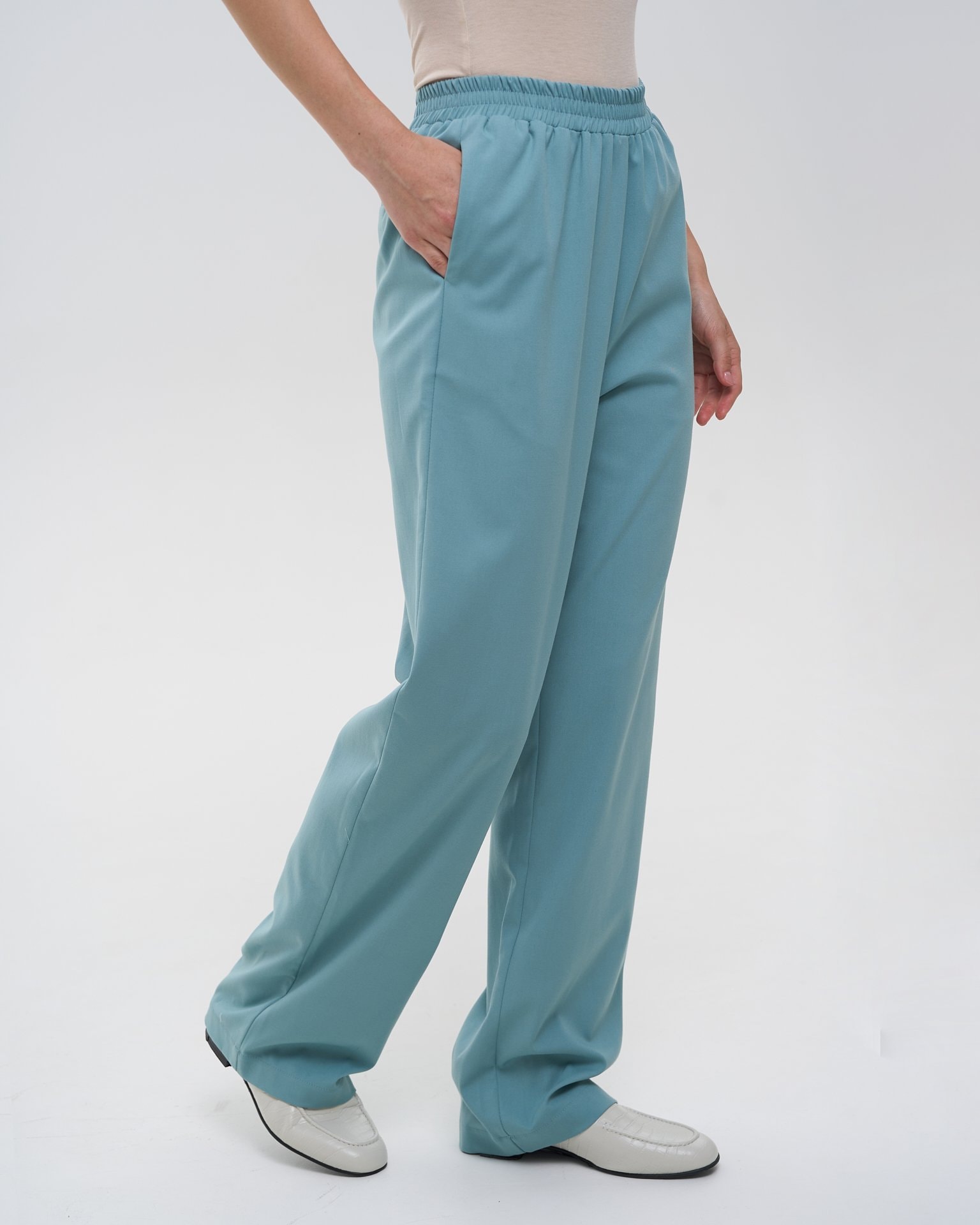 Trousers with an elasticated waistband, Green — photo 6