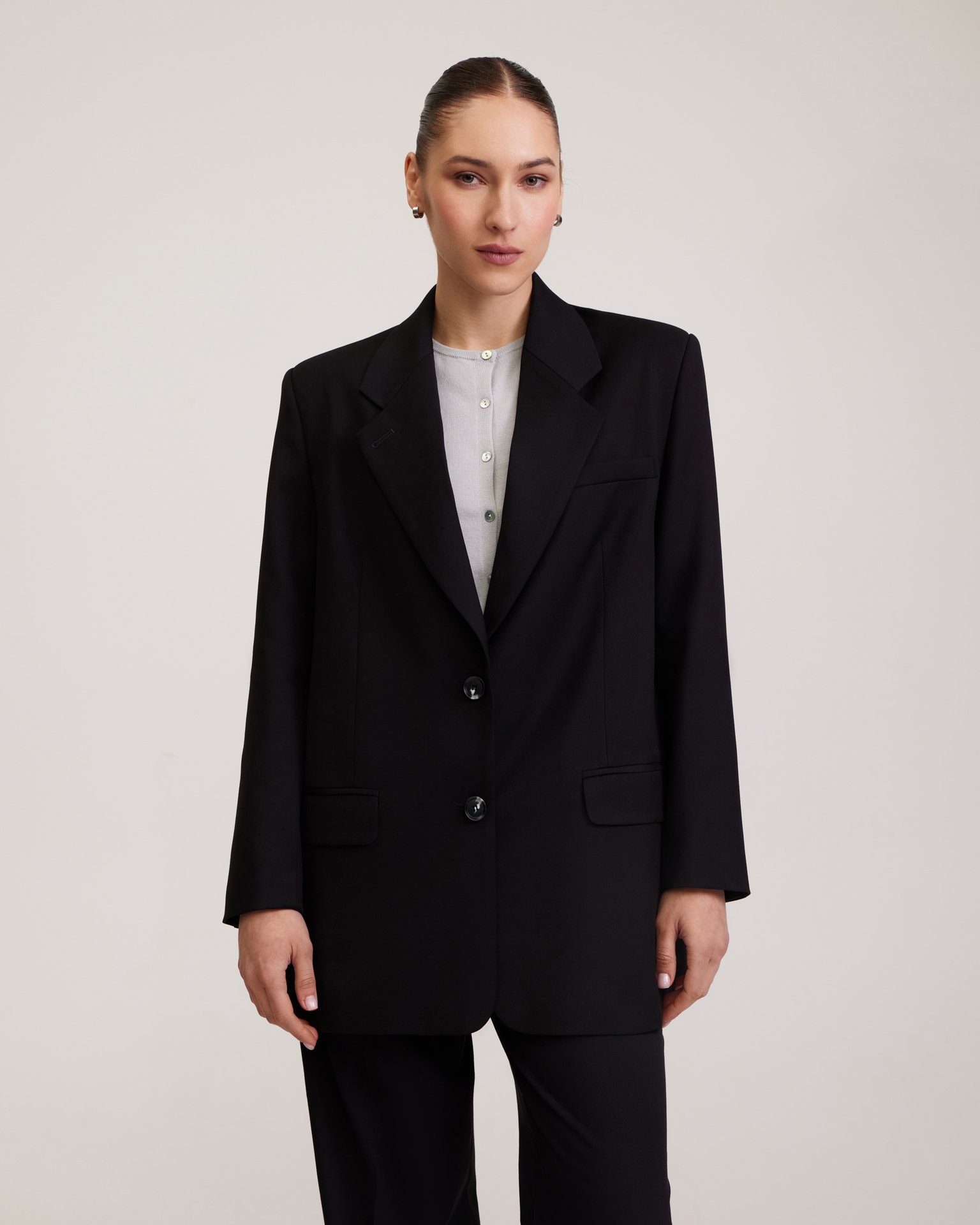 Black classic blazer, Black — photo 5