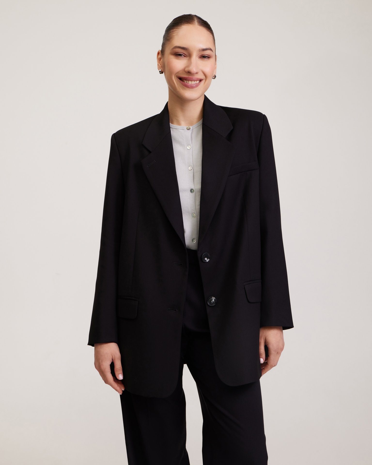 Black classic blazer, Black — photo 6