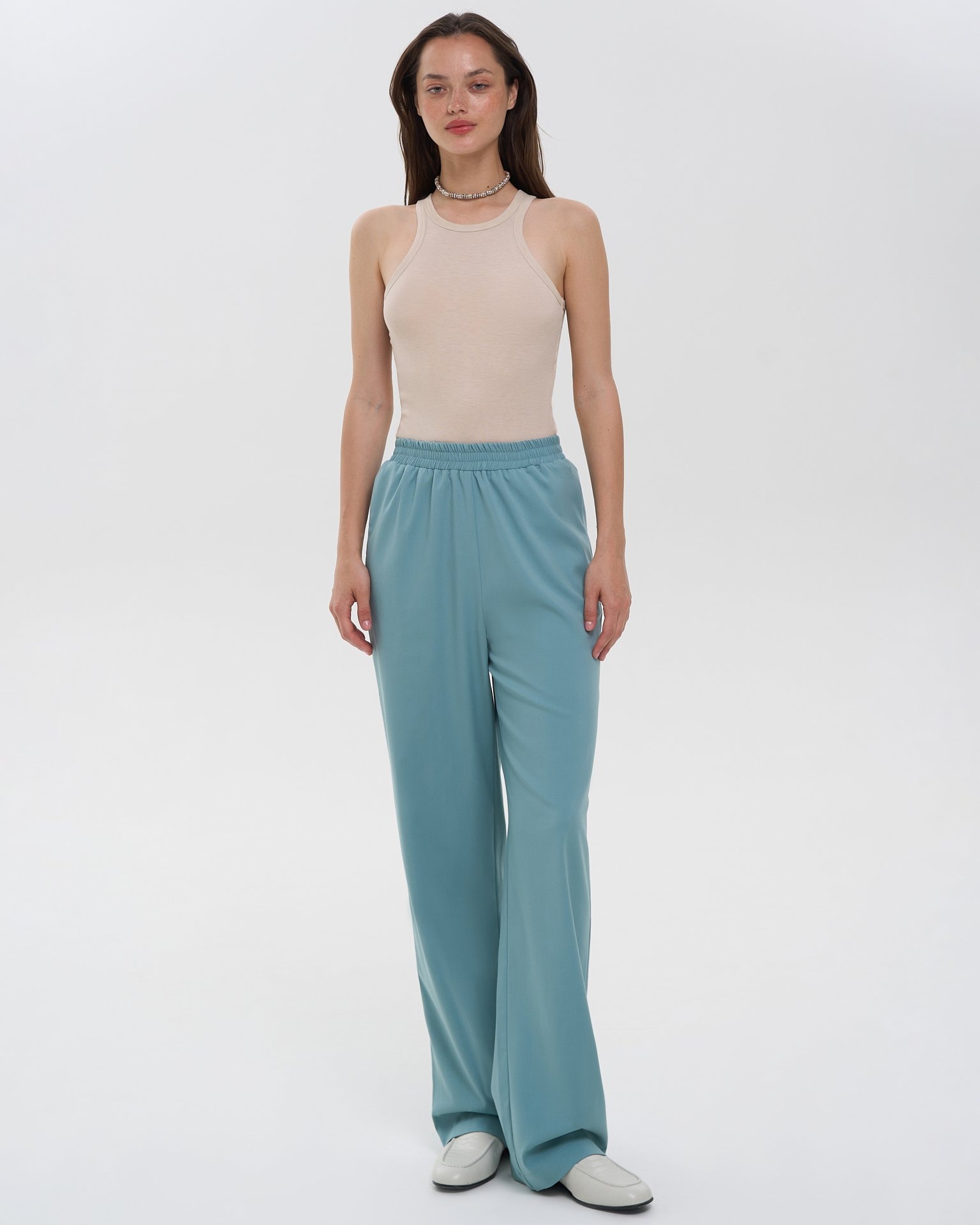 Trousers with an elasticated waistband, Green — photo 2
