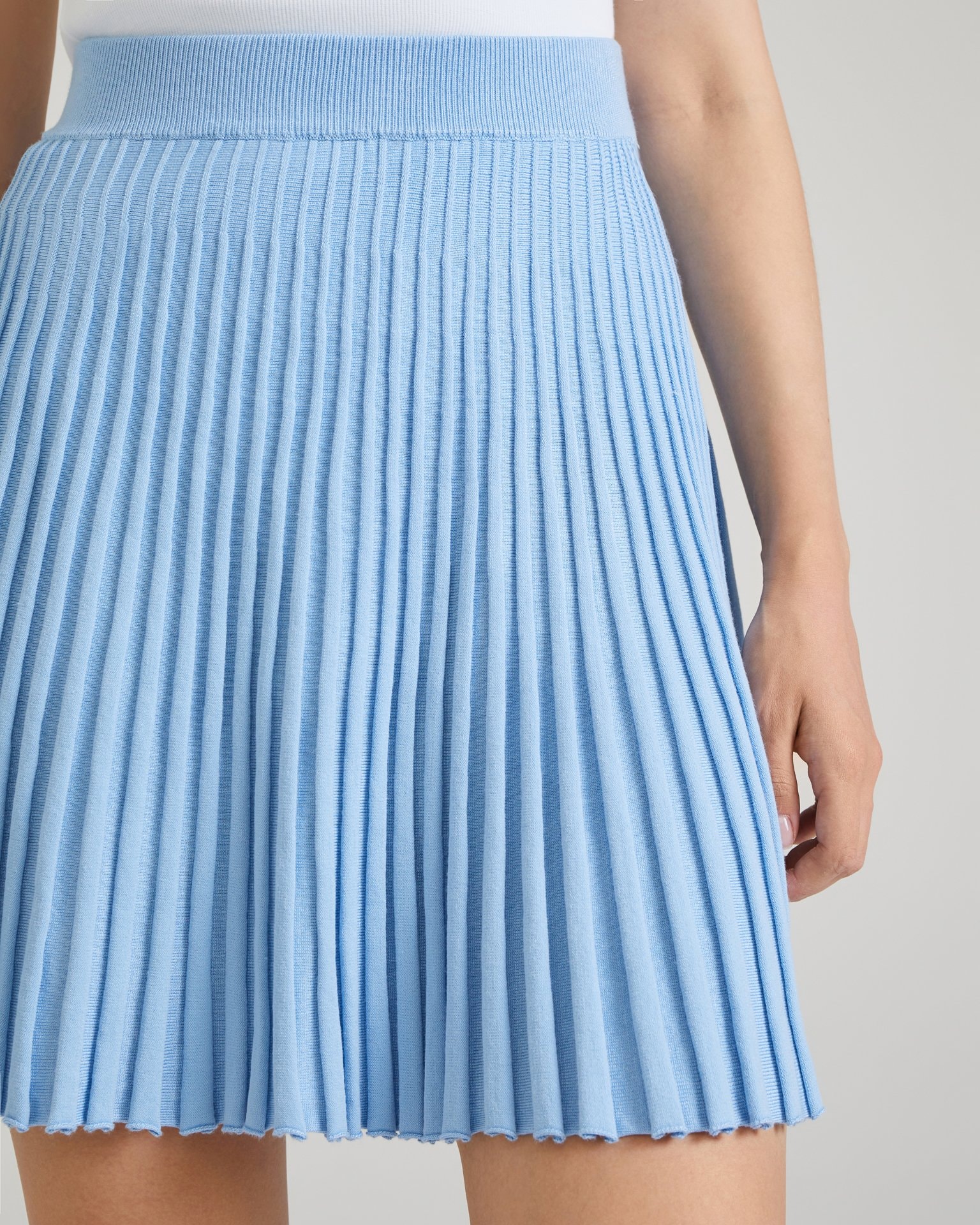 Pleated mini skirt in blue, Blue — photo 6