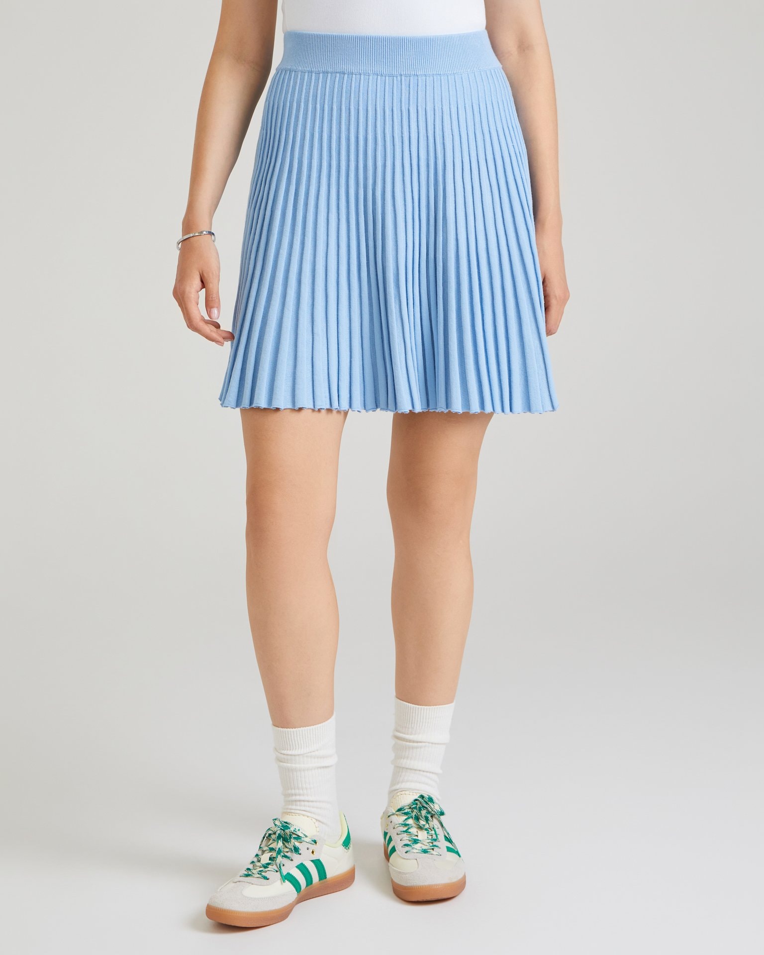 Pleated mini skirt in blue, Blue — photo 4