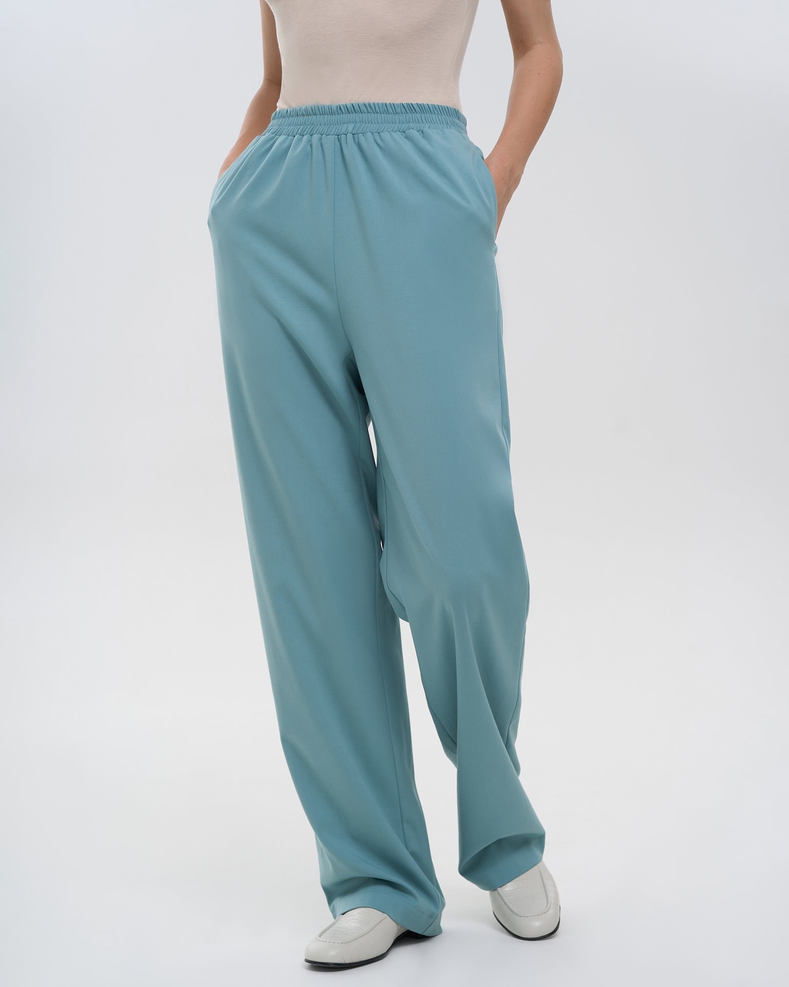Trousers with an elasticated waistband, Green — photo 5