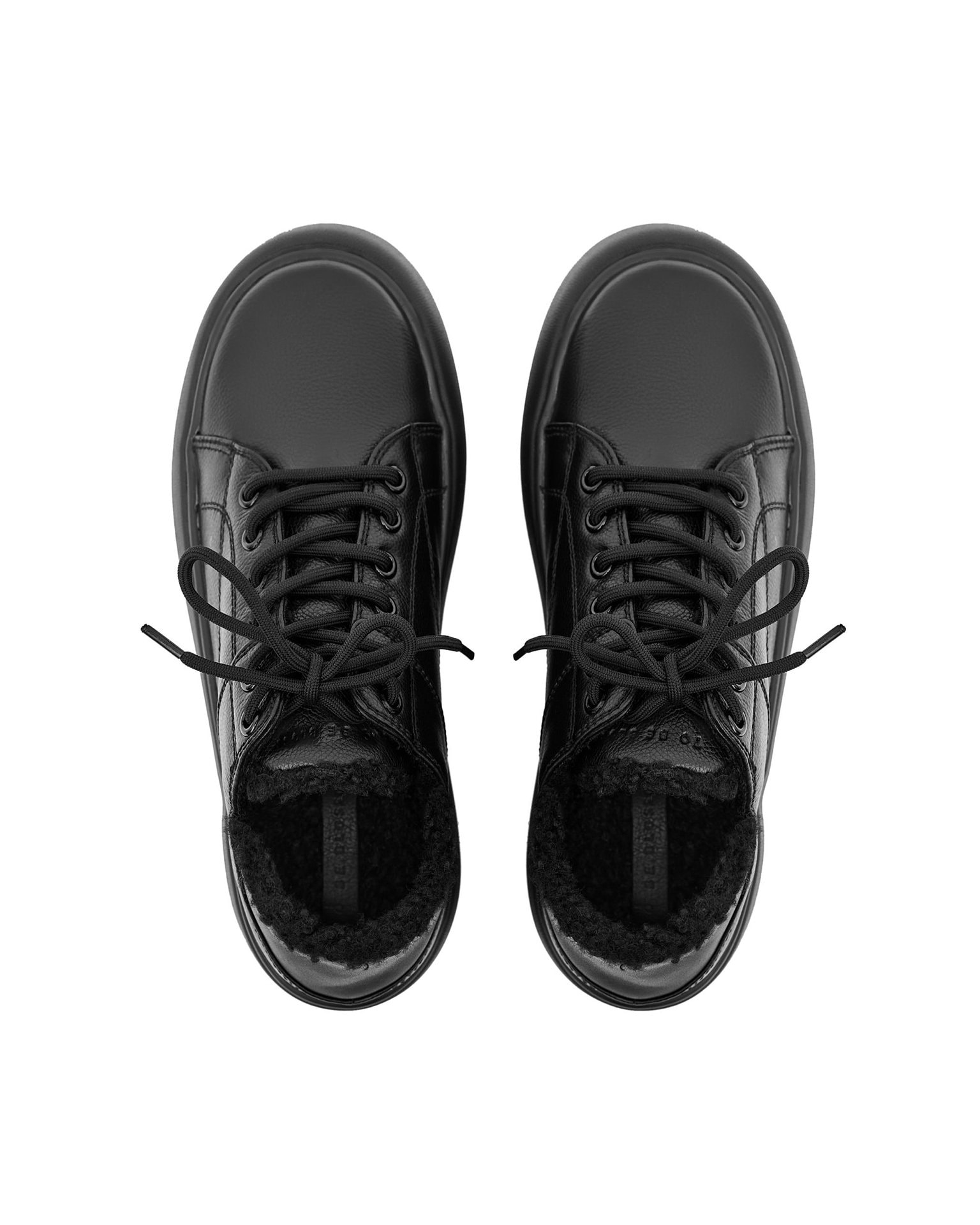 Natural leather sneakers with fur, Black — photo 7