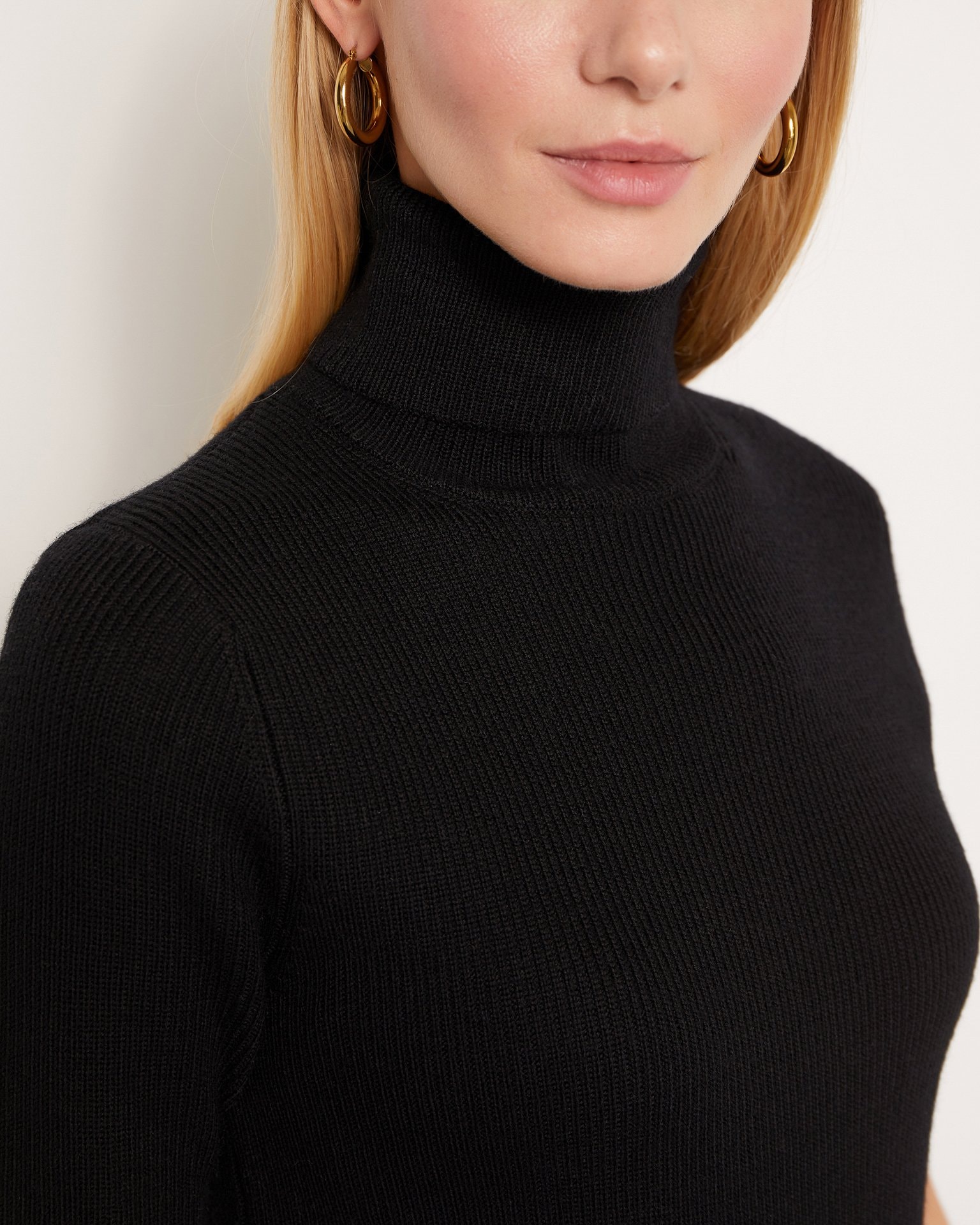 Fitted sweater with a turtleneck, Black — photo 6
