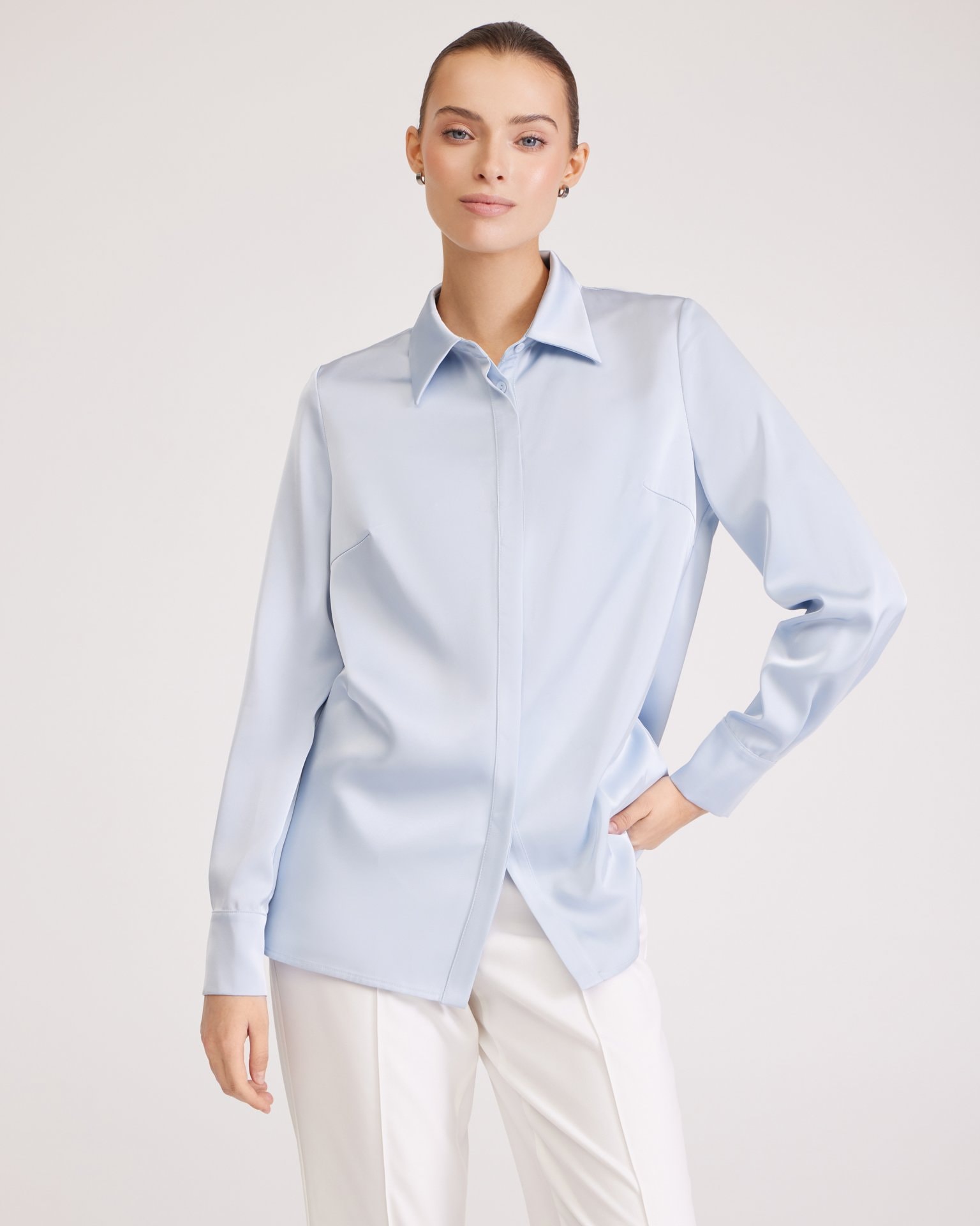 Blue satin shirt, Blue