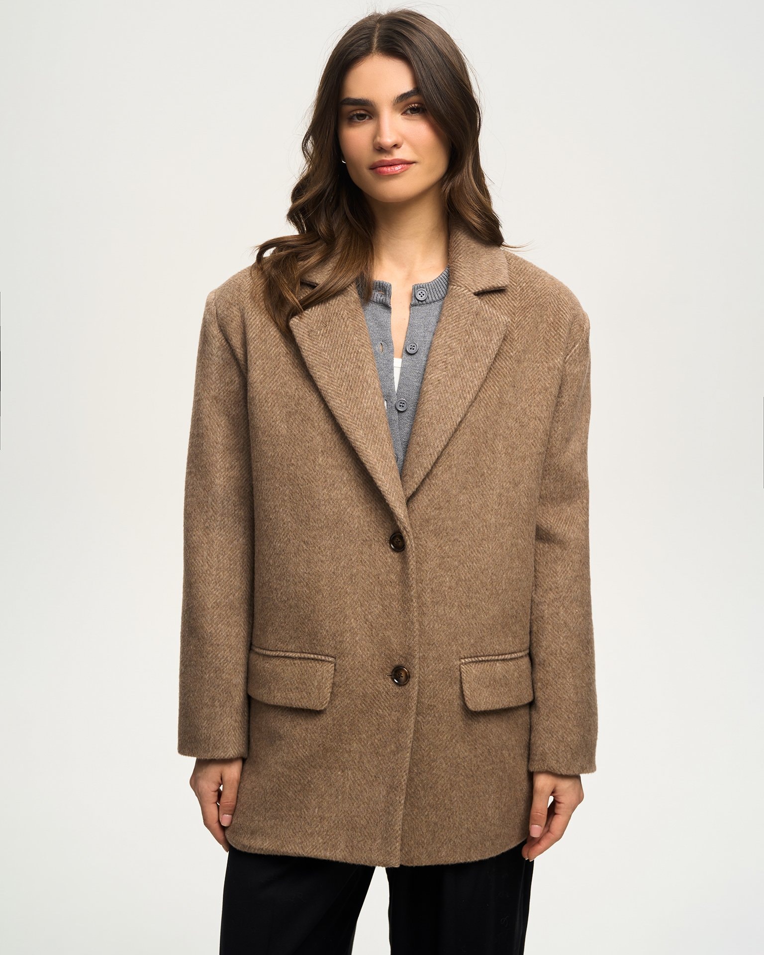 Wool blend coat-jacket, Cappuccino — photo 2