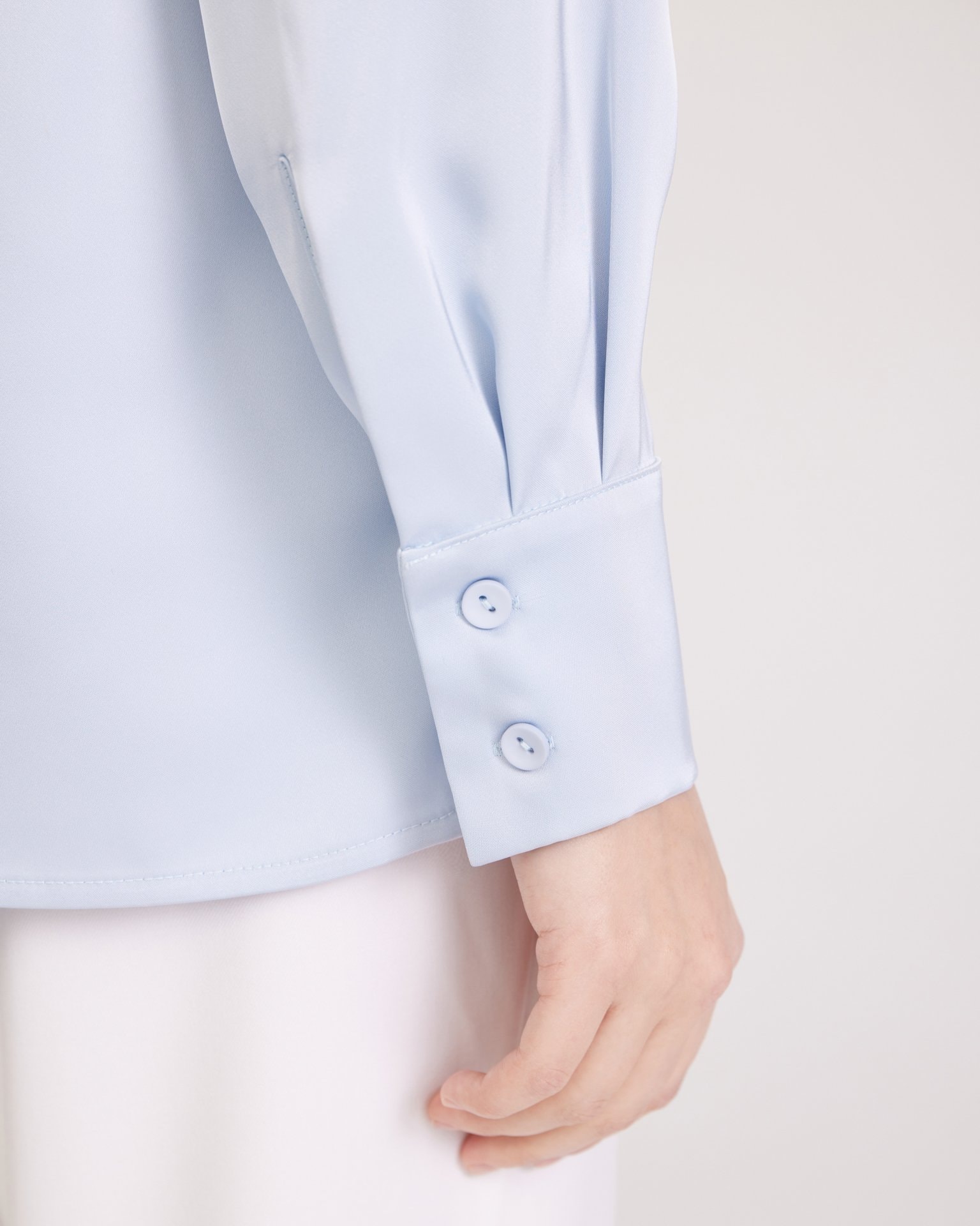Blue satin shirt, Blue — photo 8