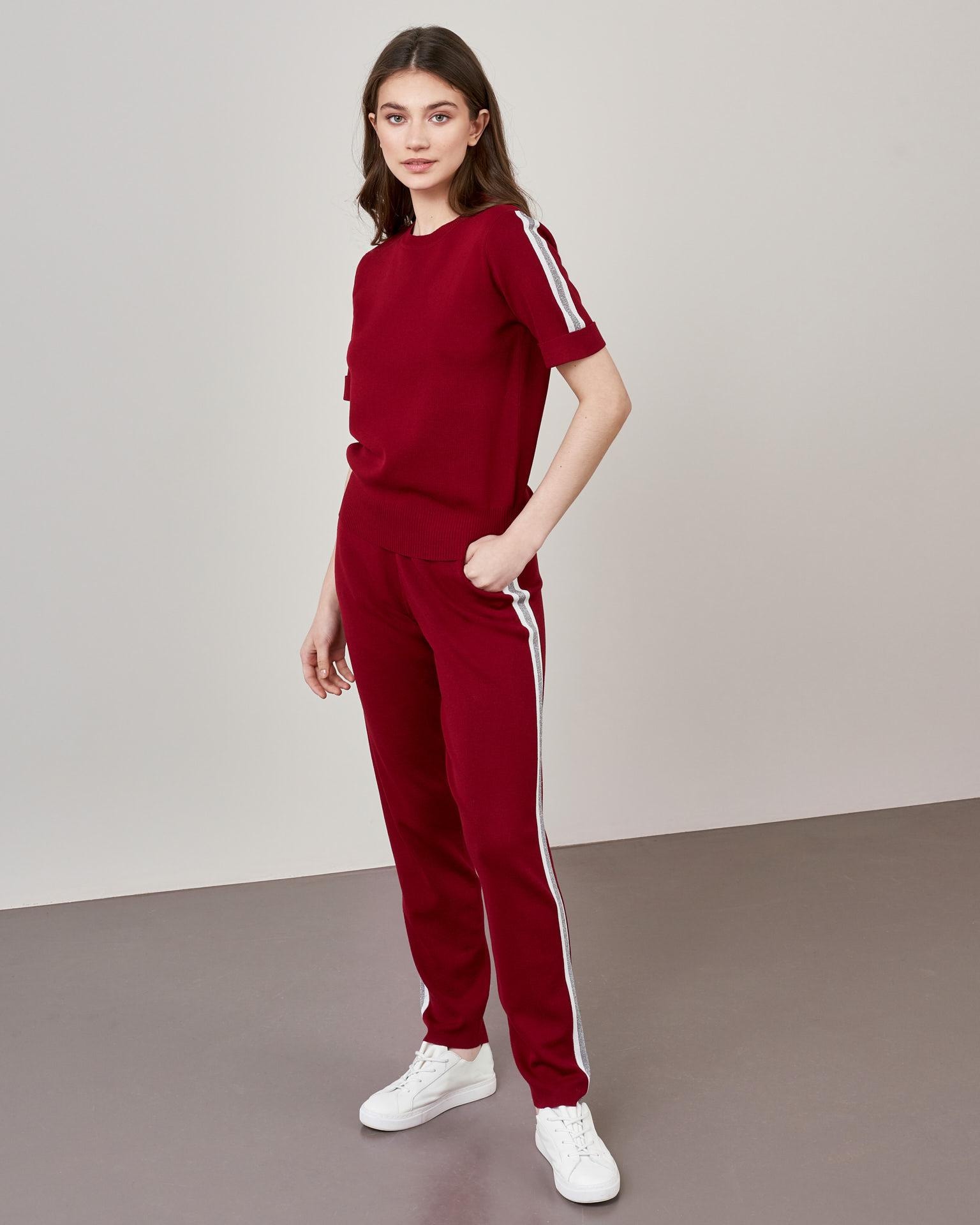 Trouser suit in marsala shade, Red