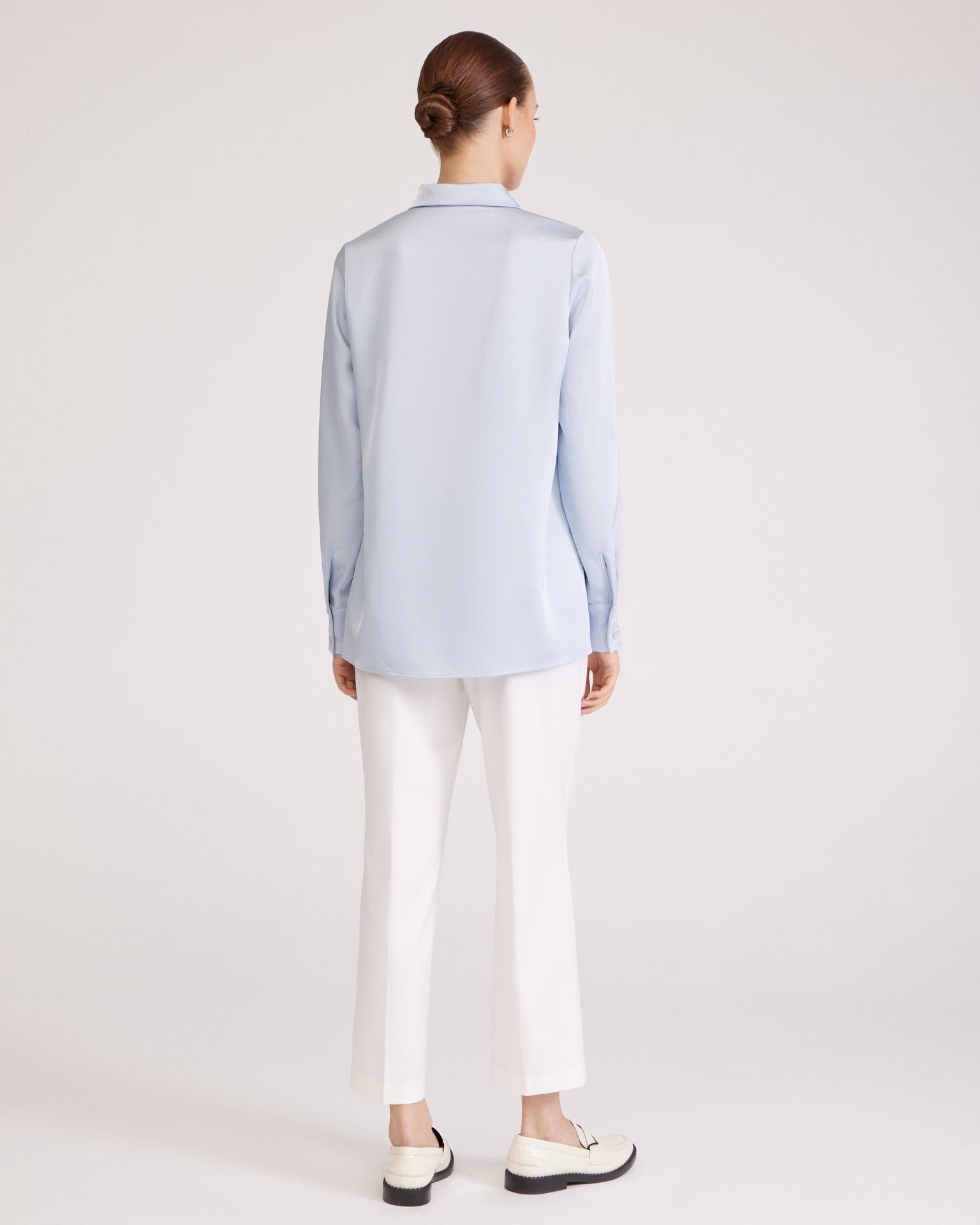 Blue satin shirt, Blue — photo 3