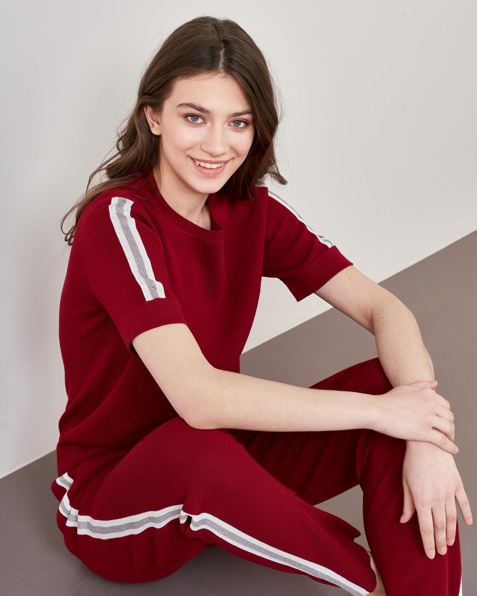 Trouser suit in marsala shade, Red — photo 5