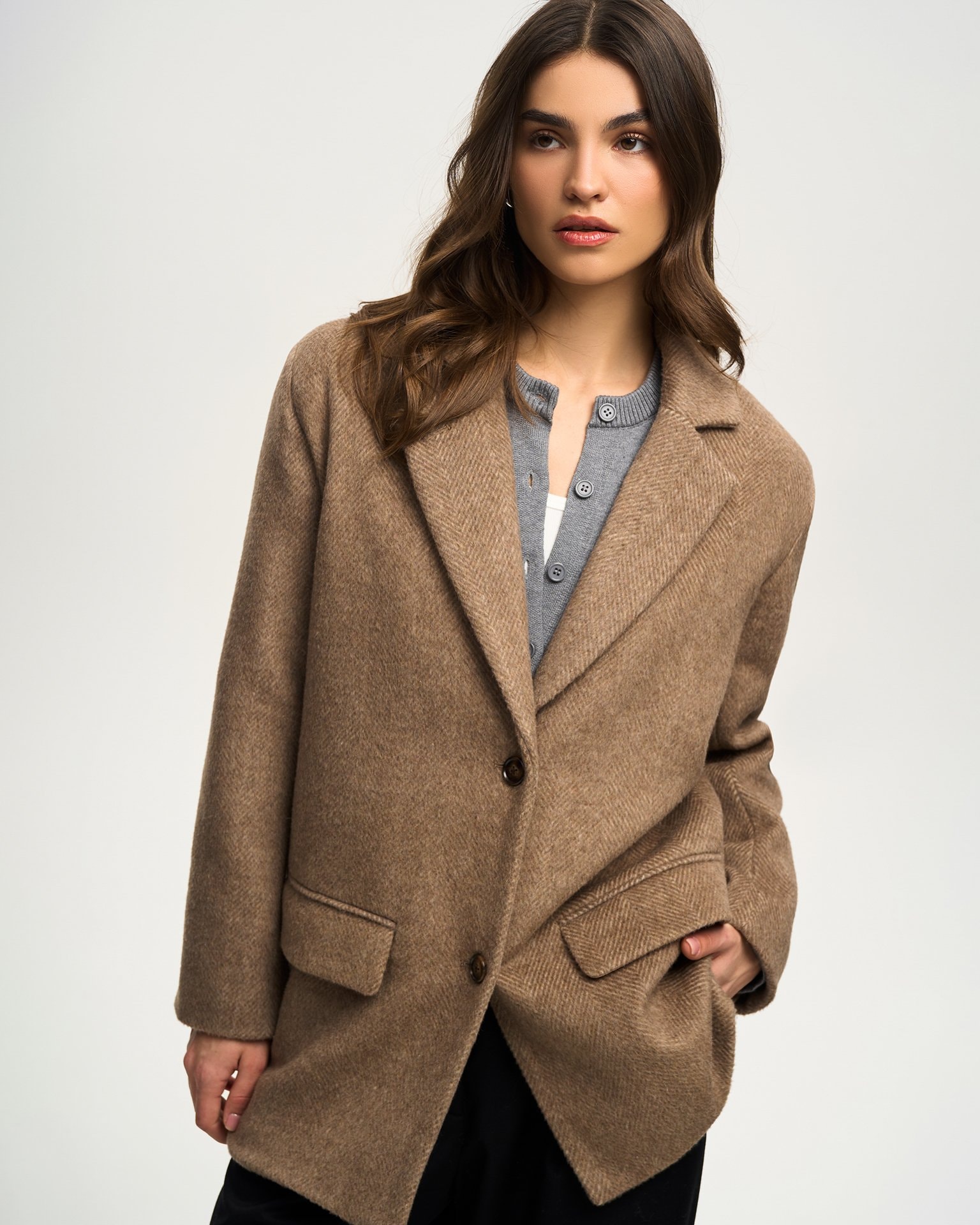 Wool blend coat-jacket, Cappuccino — photo 6