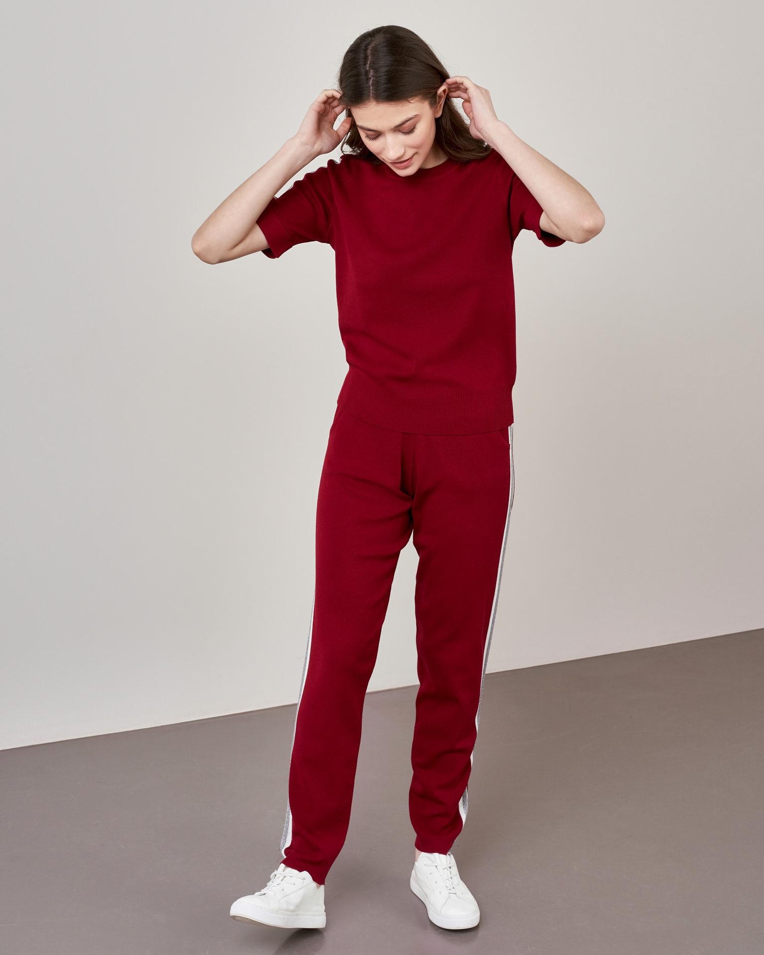 Trouser suit in marsala shade, Red — photo 4