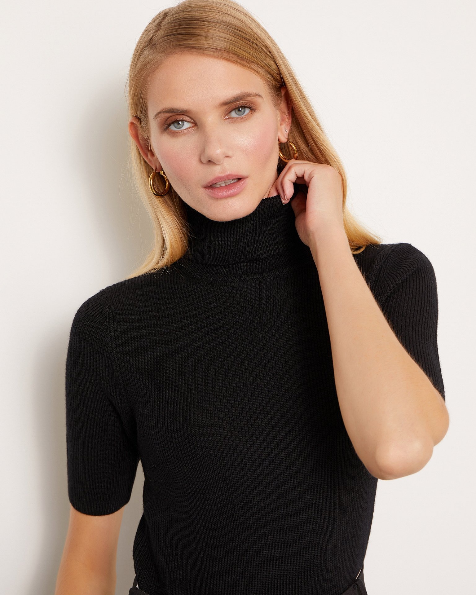 Fitted sweater with a turtleneck, Black — photo 5