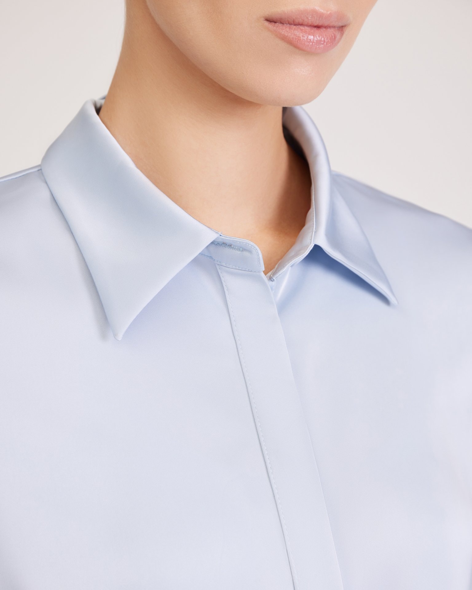 Blue satin shirt, Blue — photo 7