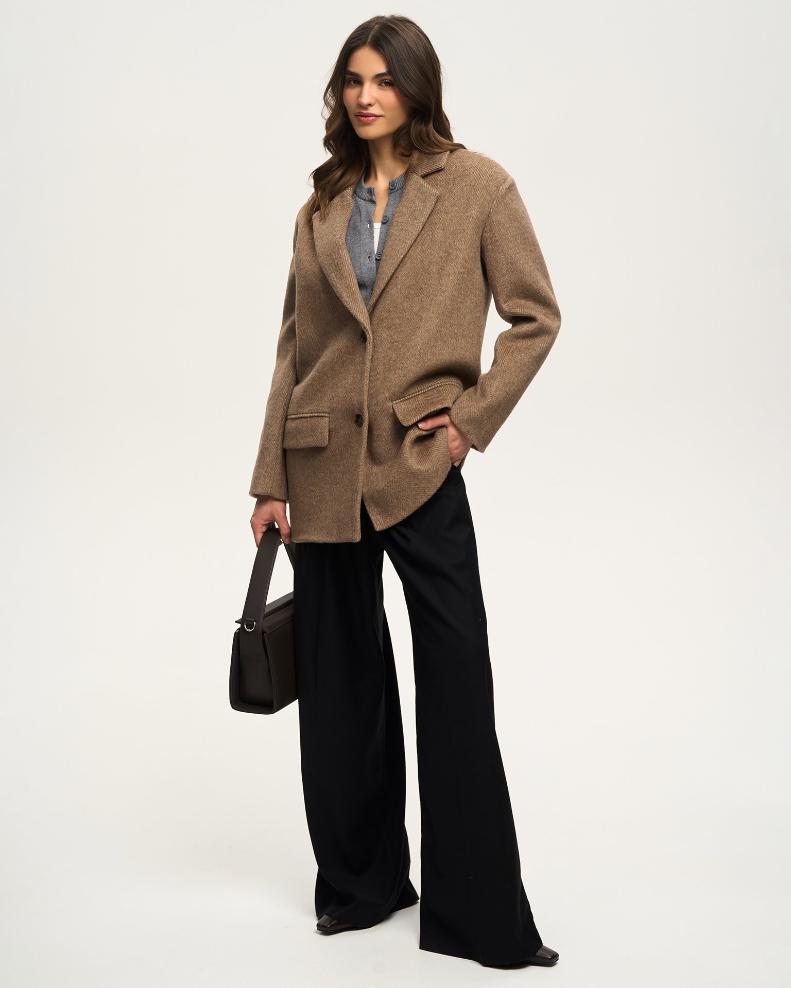 Wool blend coat-jacket, Cappuccino — photo 5