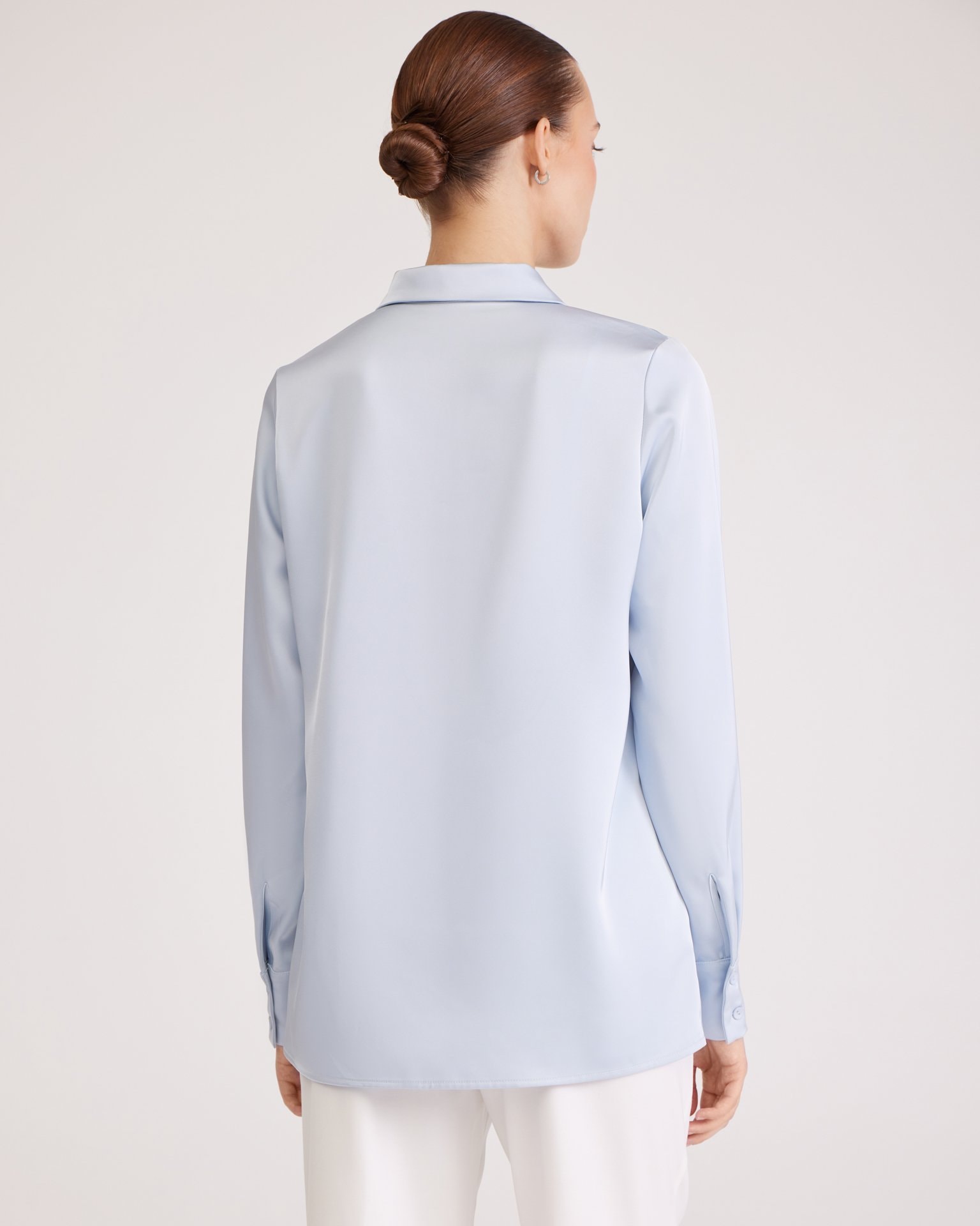 Blue satin shirt, Blue — photo 5