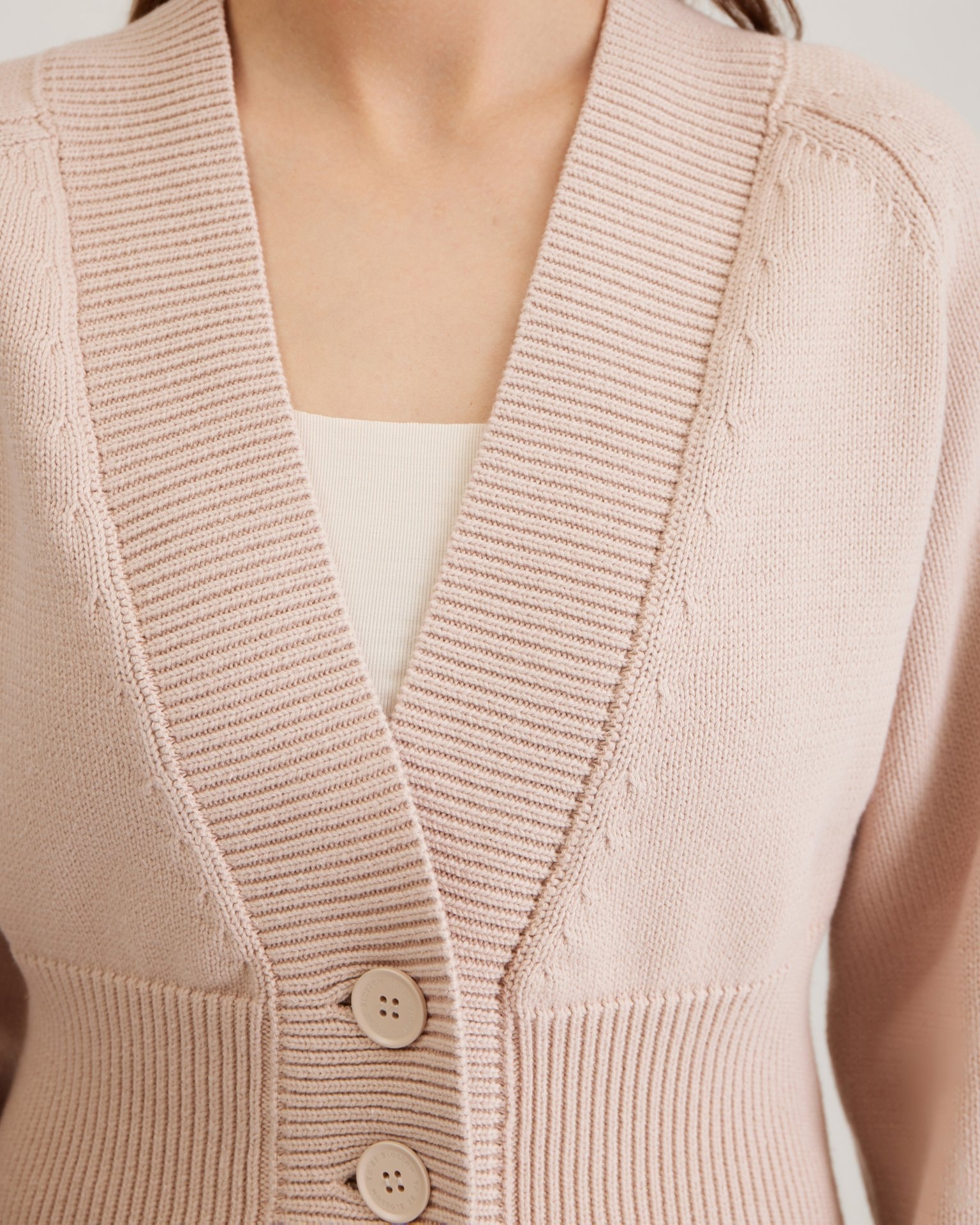 Cardigan with V-neck, Beige — photo 8