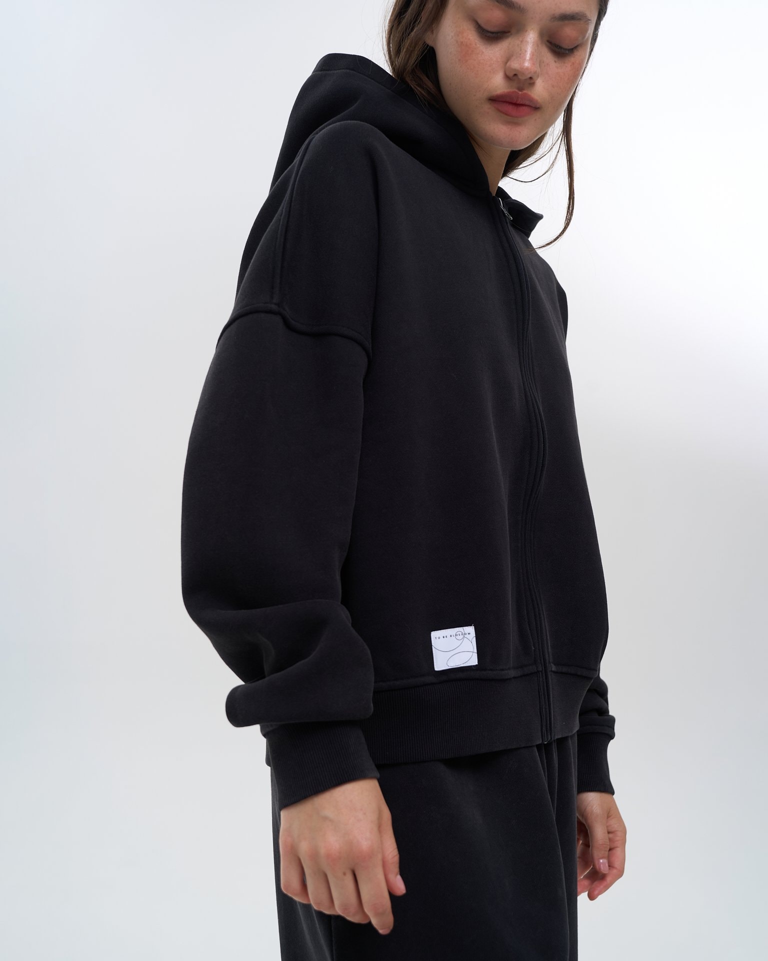 Zip-up hoodie, Black — photo 4
