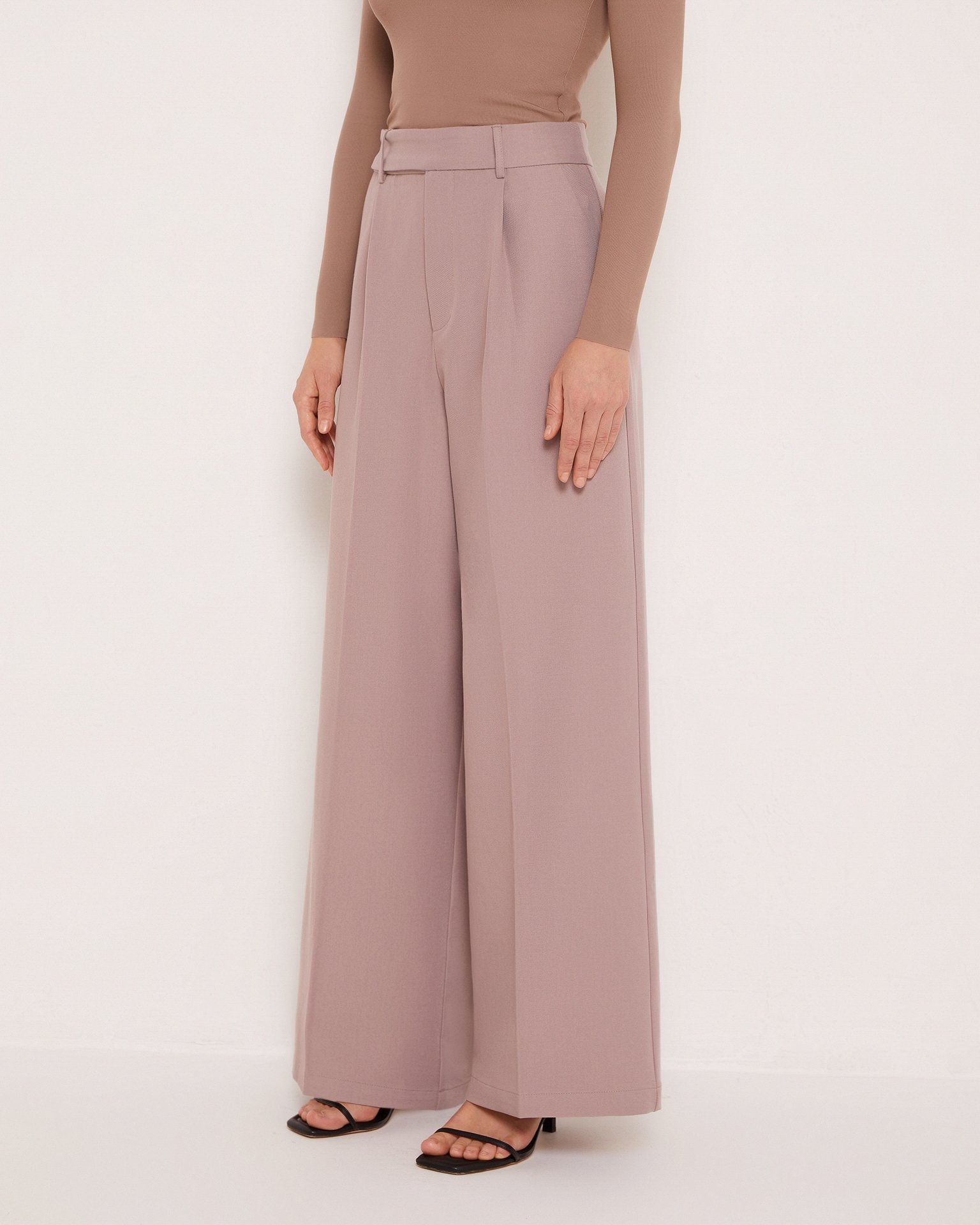 High-waisted trousers, Grey-Brown — photo 6