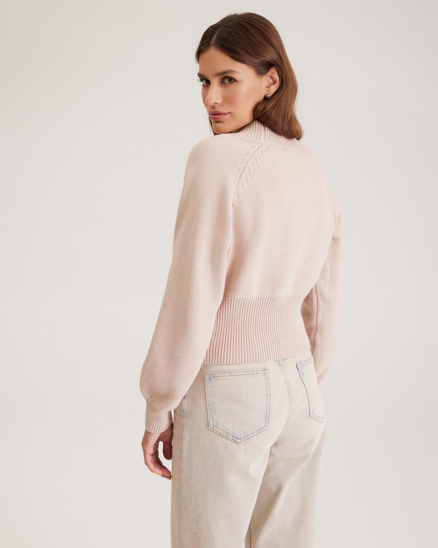 Cardigan with V-neck, Beige — photo 3