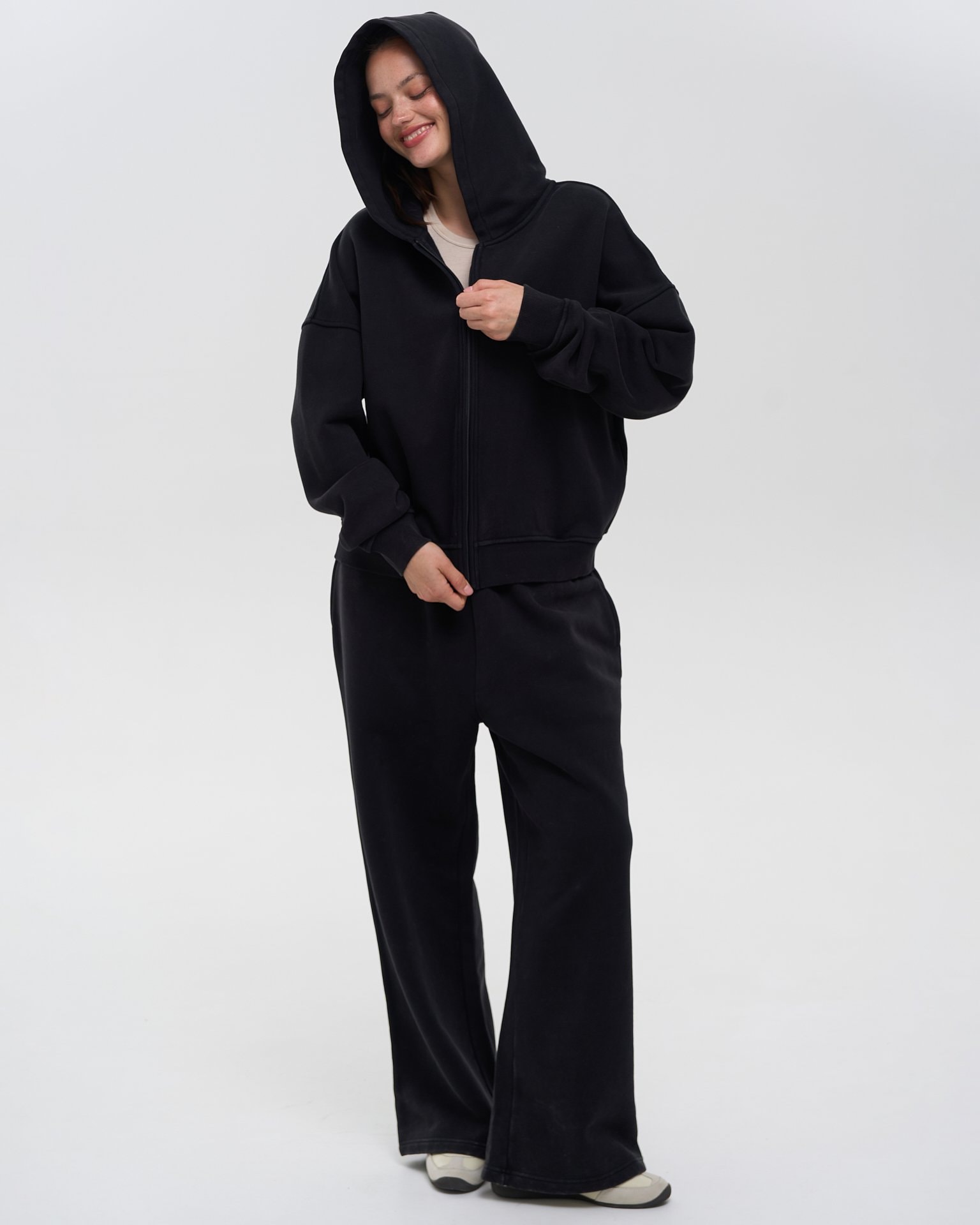 Zip-up hoodie, Black — photo 2