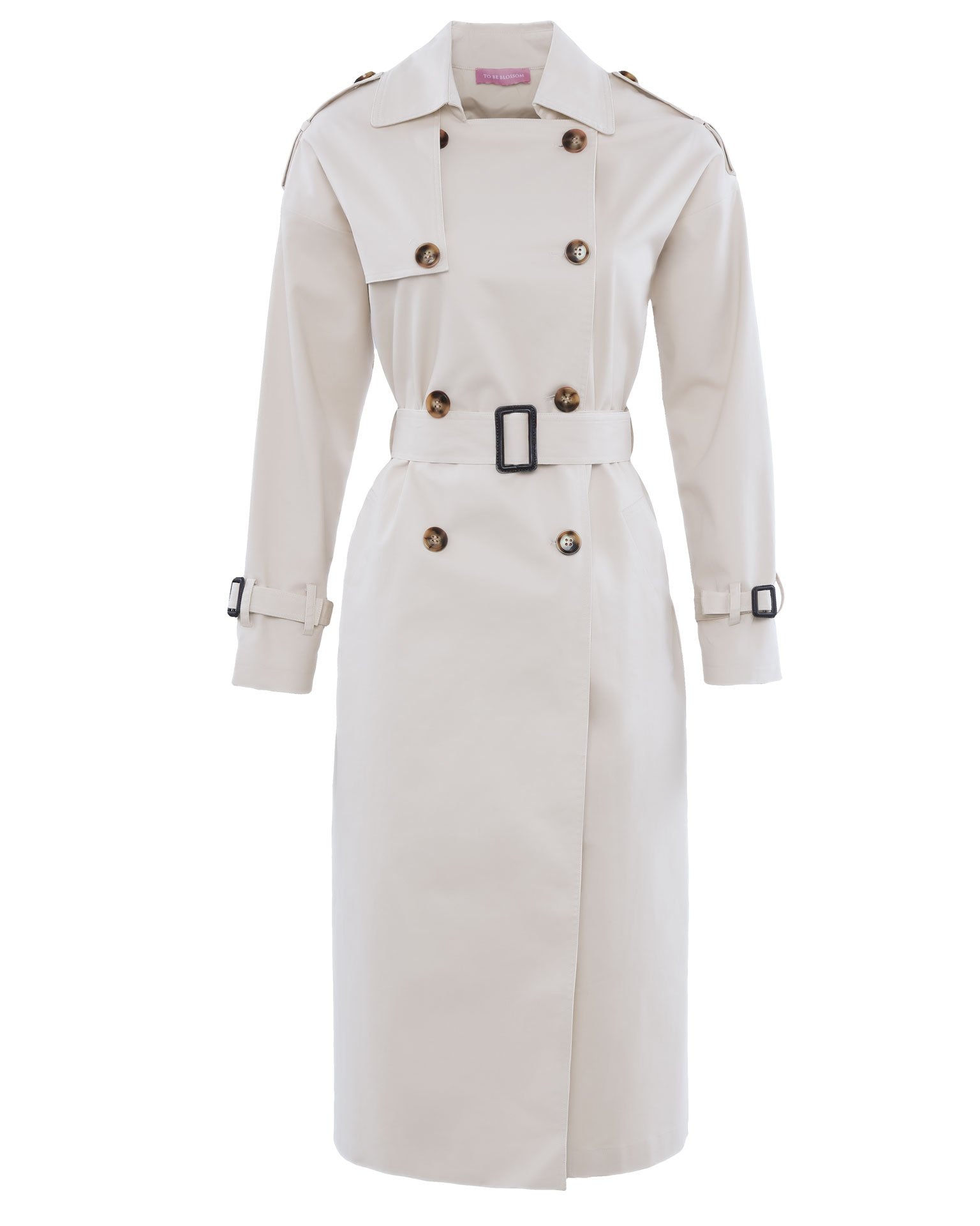 Trench Coat with Accent Straps, Milky — photo 6