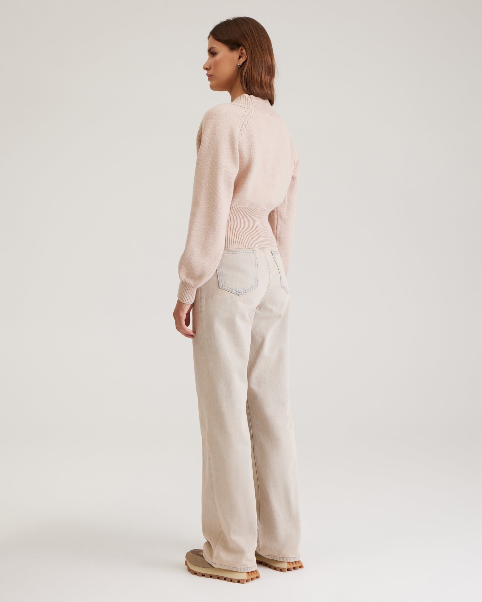 Cardigan with V-neck, Beige — photo 5