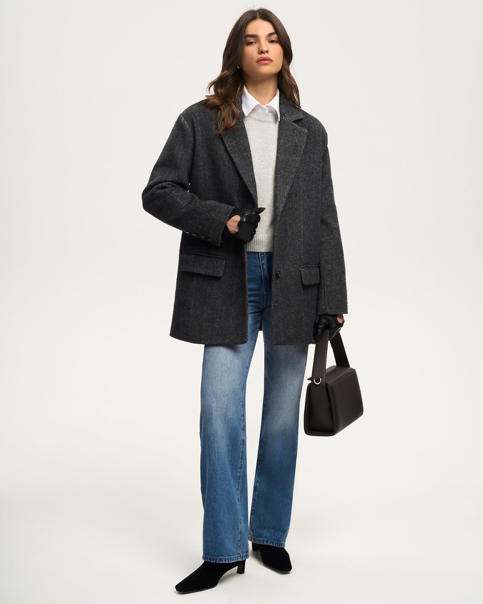 Wool blazer coat, Dark Grey — photo 4