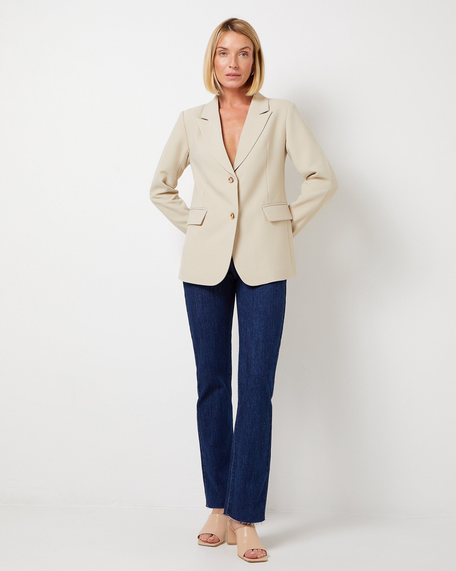 Button-front blazer, Cream — photo 6