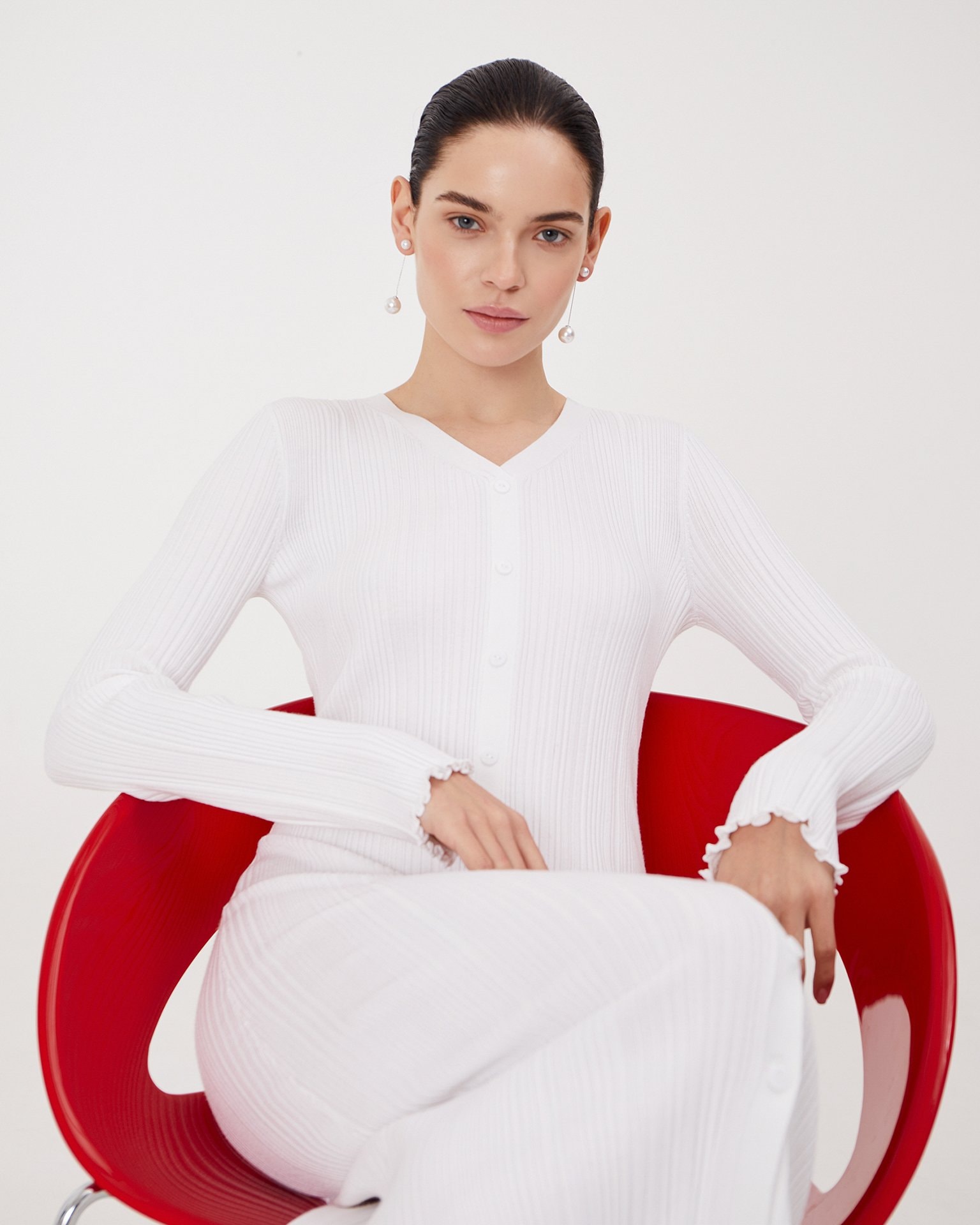 White viscose dress, White — photo 3