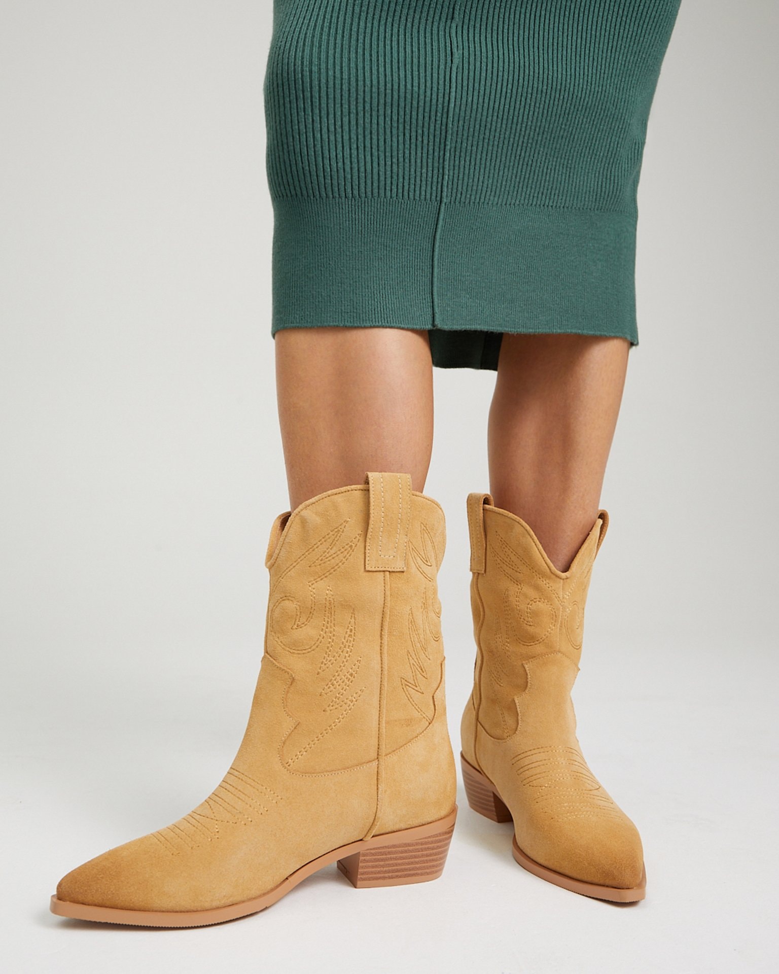 Suede Cossack boots, Sand — photo 3