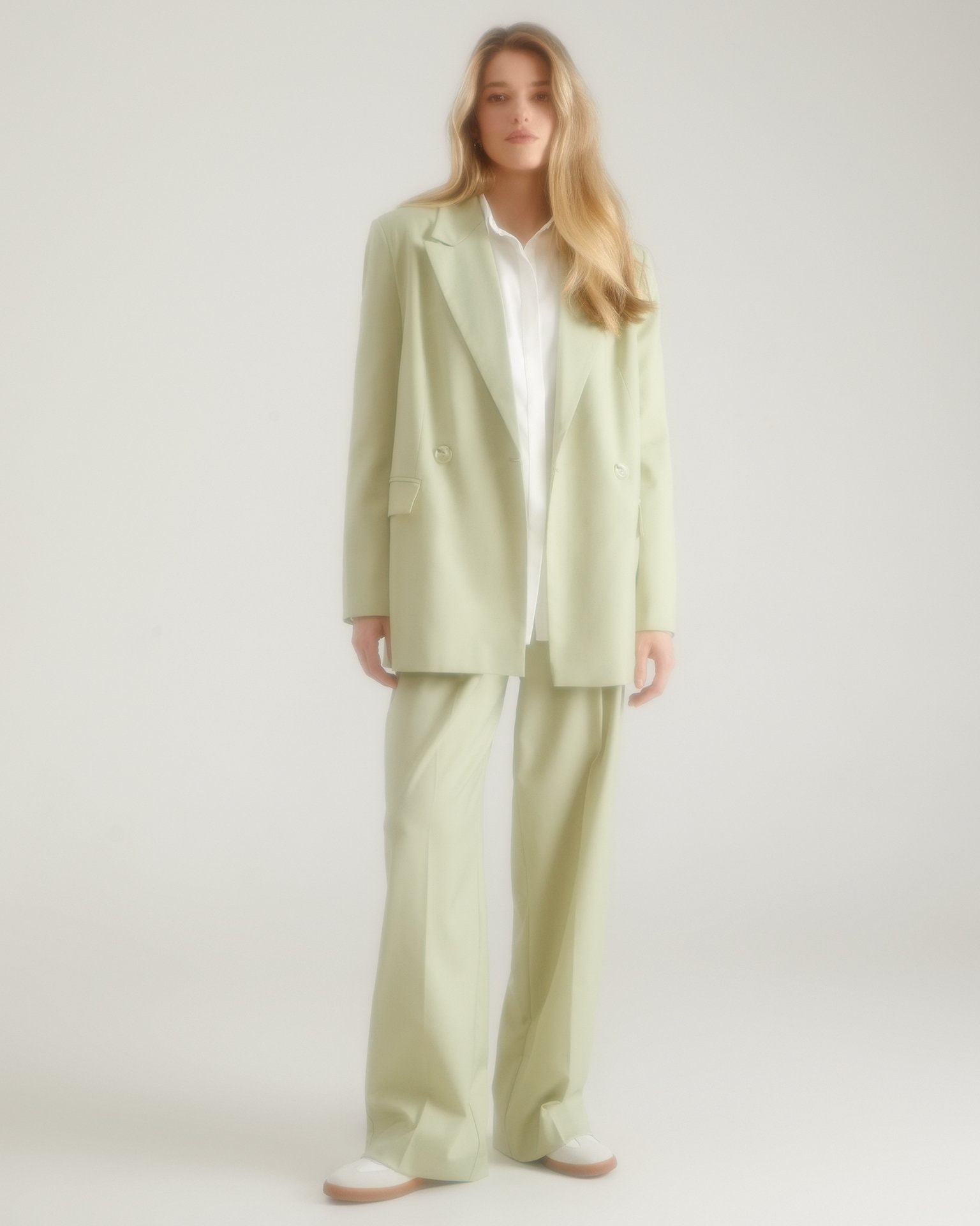 Straight wide-leg trousers, Mint — photo 4