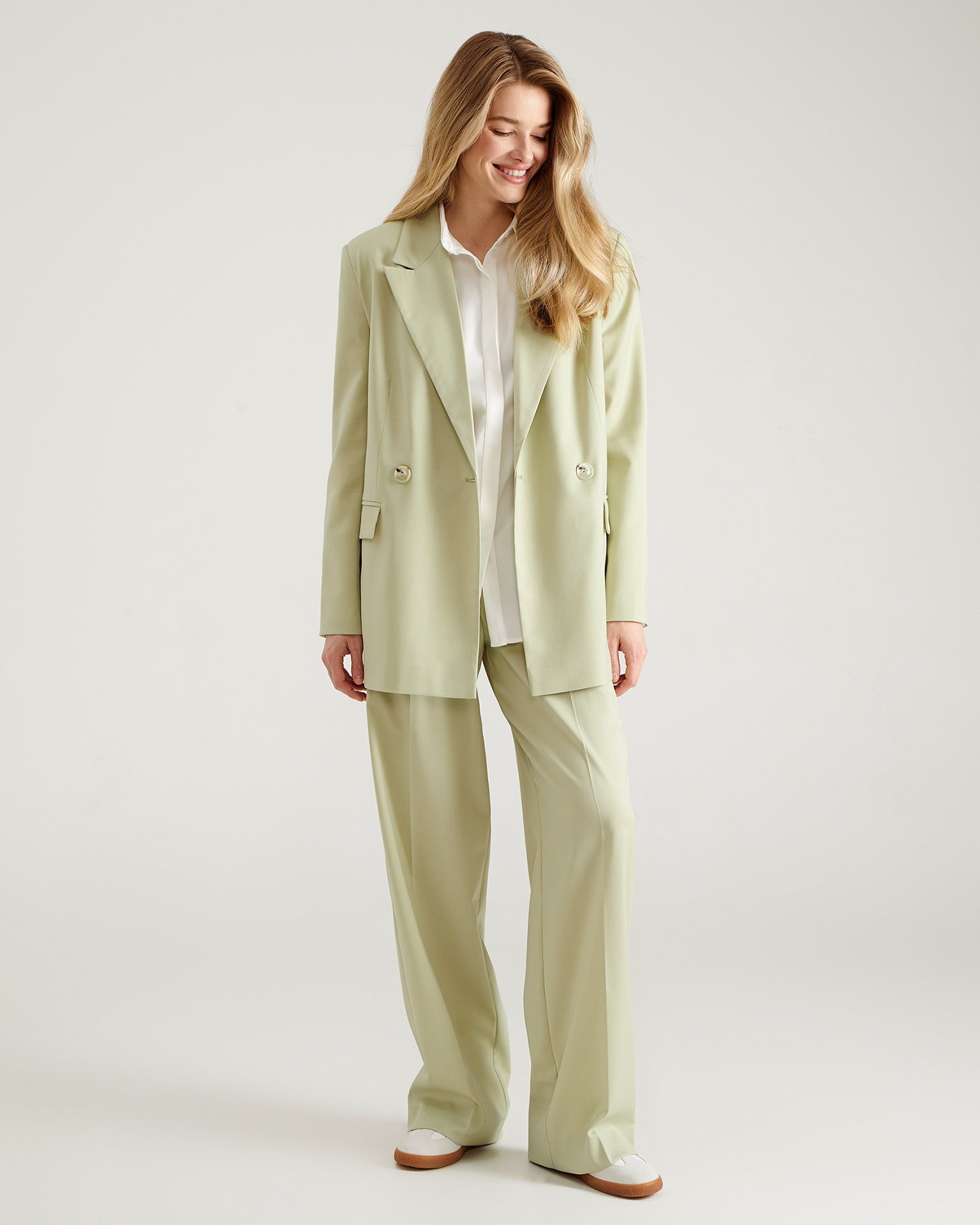 Straight wide-leg trousers, Mint — photo 3