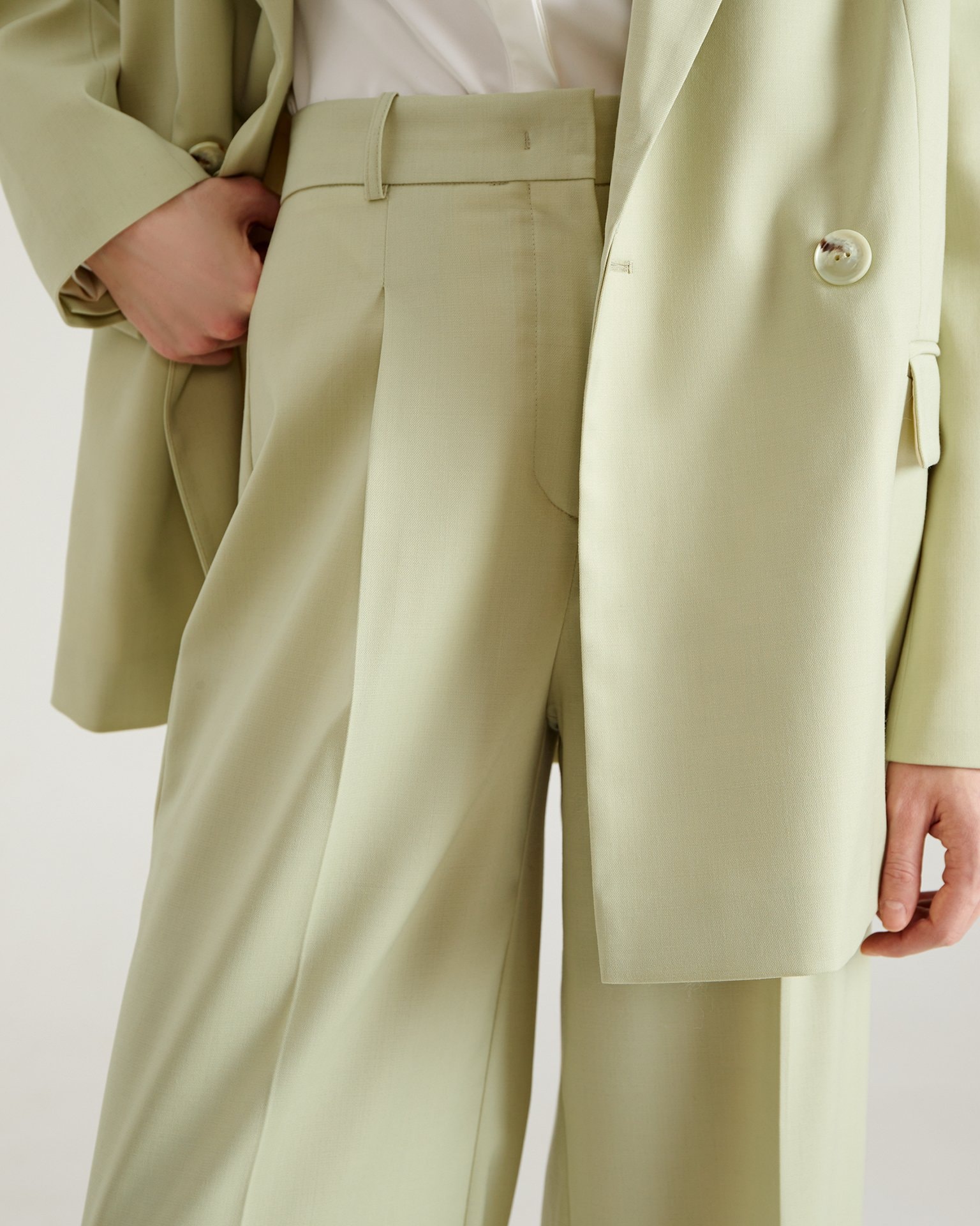 Straight wide-leg trousers, Mint — photo 7