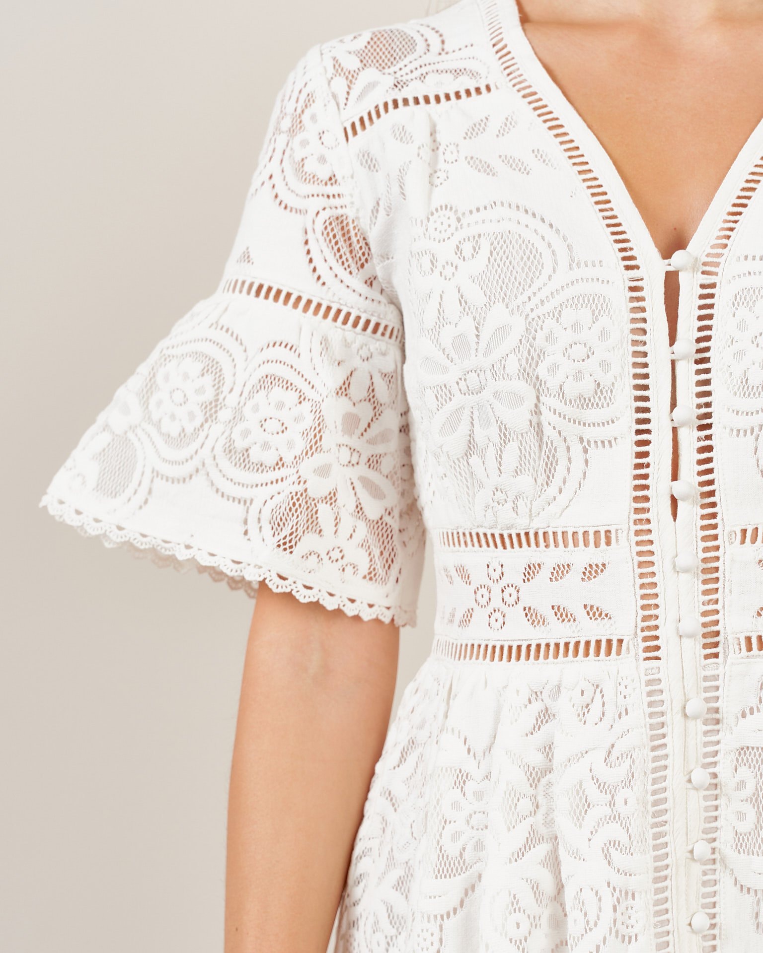 Perforated cotton dress, White — photo 5