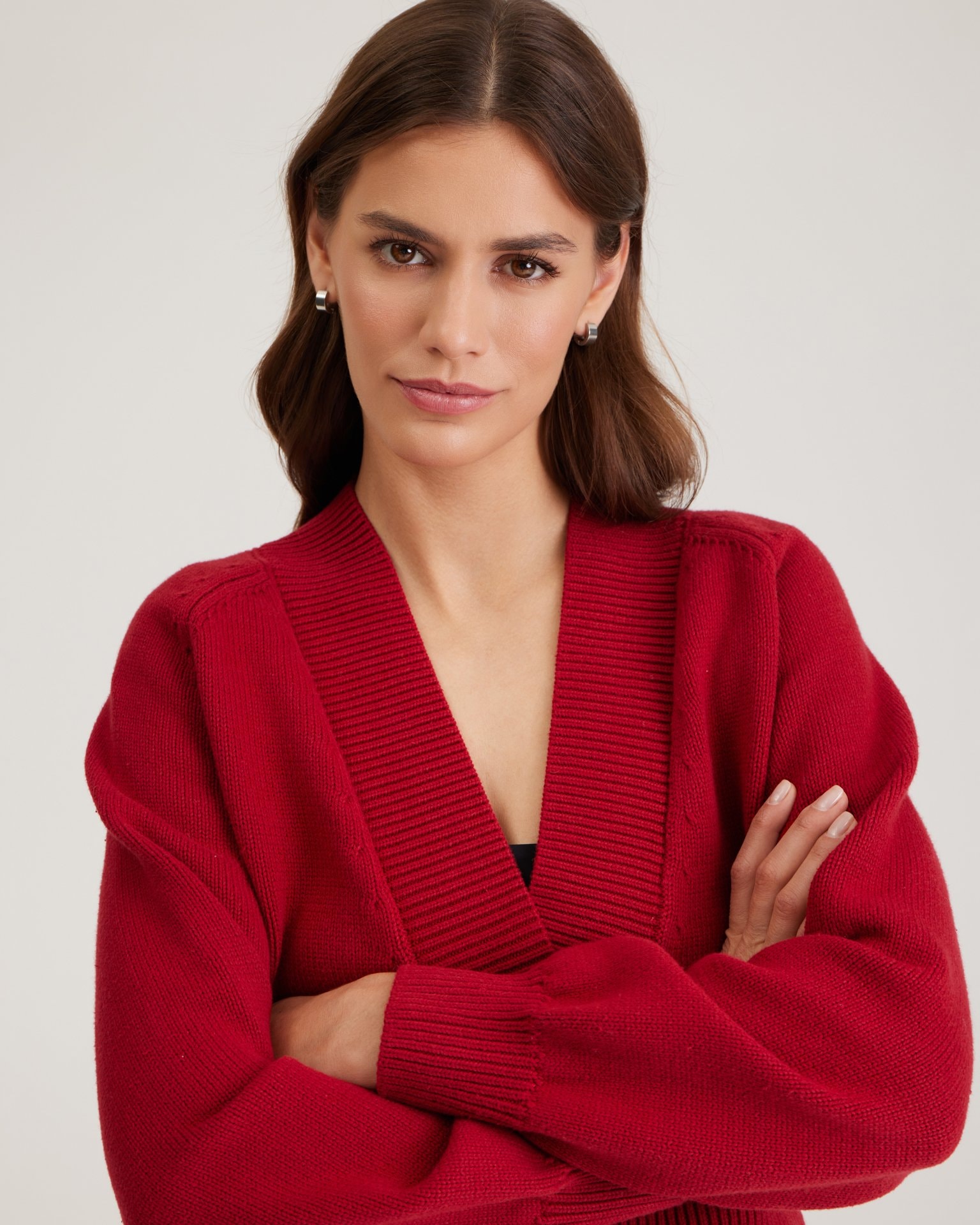 Cardigan with voluminous sleeves, Red — photo 3