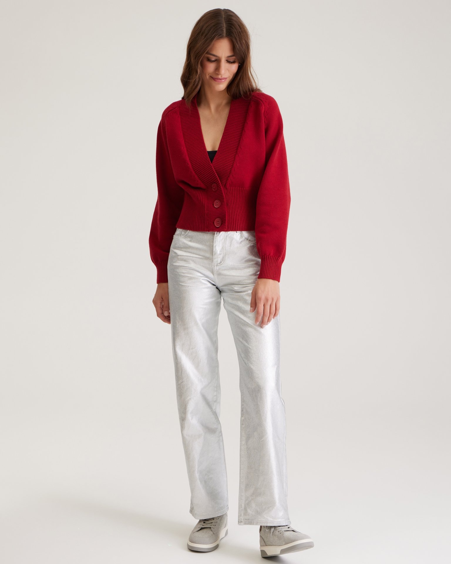 Cardigan with voluminous sleeves, Red — photo 4