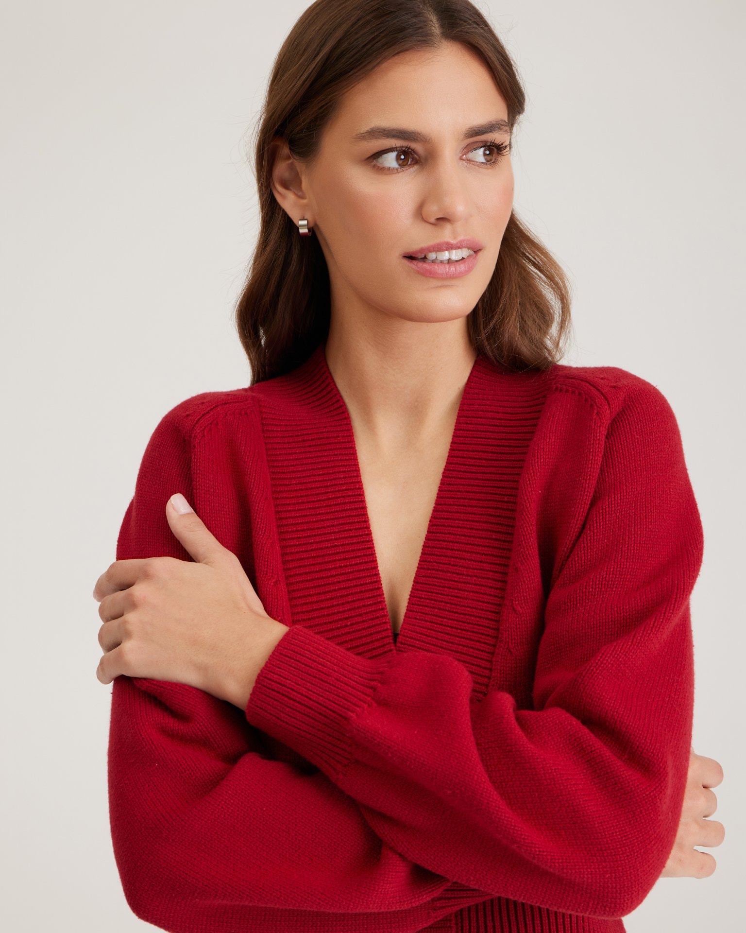 Cardigan with voluminous sleeves, Red — photo 9